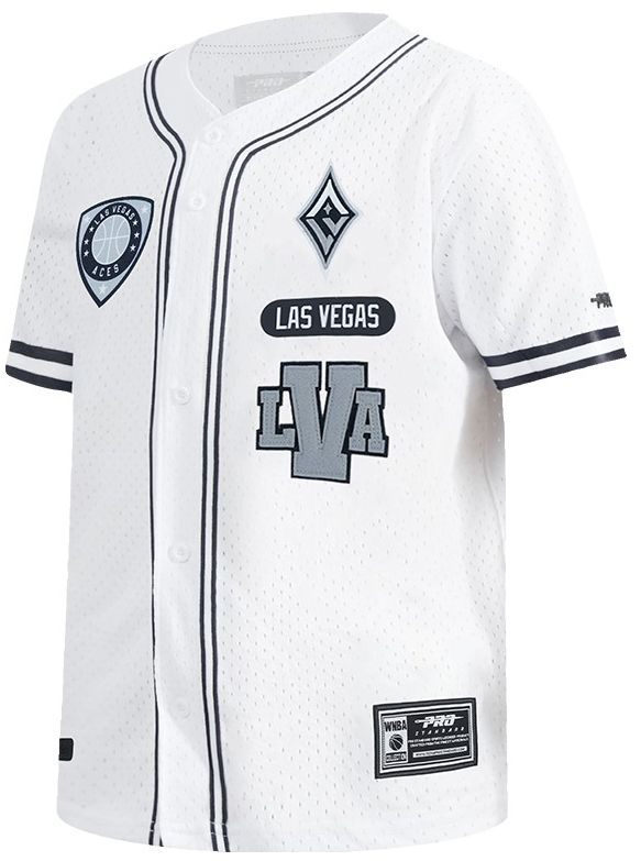 Pro Standard Youth Las Vegas Aces White Letterman Button Down Shirt product image
