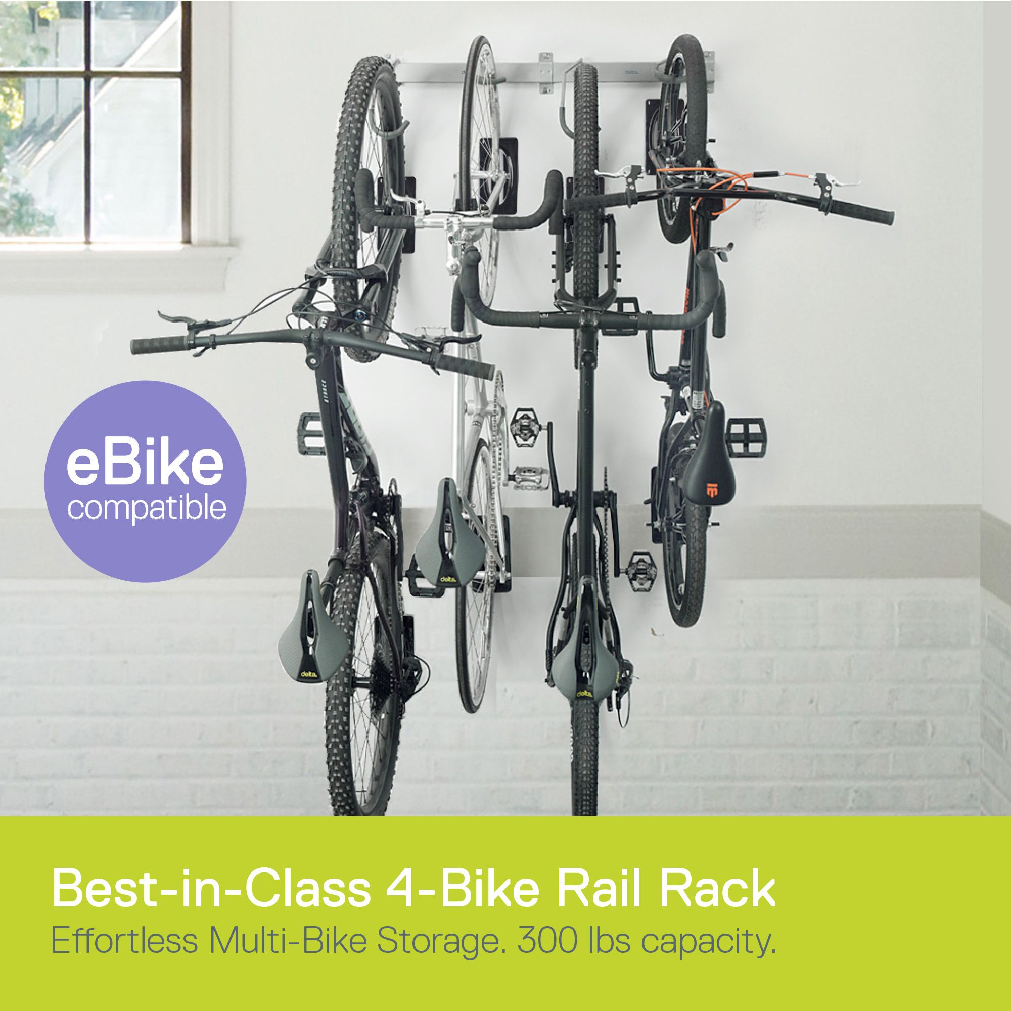 Delta Cycle Four Bike Wall Mounted Rail Rack product image