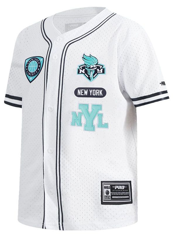 Pro Standard Youth New York Liberty White Letterman Button Down Shirt product image
