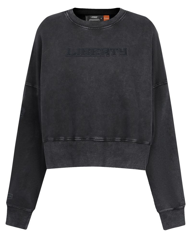 Pro Standard Women's New York Liberty Washed Black Washed Fleece Crewneck Sweatshirt product image