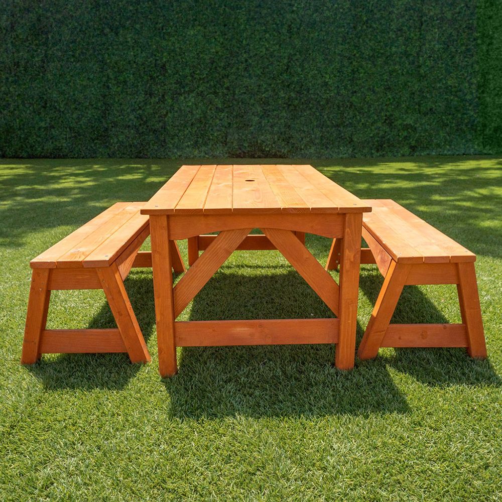 Sportspower Kids' Wooden Table with Separated Benches