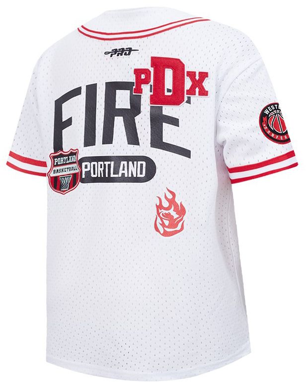 Pro Standard Youth Portland Fire White Letterman Button Down Shirt product image