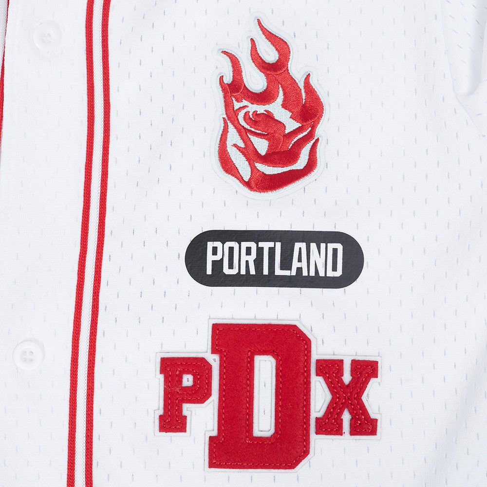 Pro Standard Youth Portland Fire White Letterman Button Down Shirt product image