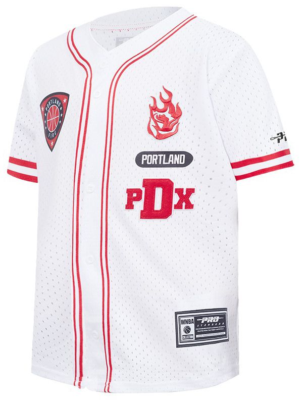 Pro Standard Youth Portland Fire White Letterman Button Down Shirt product image