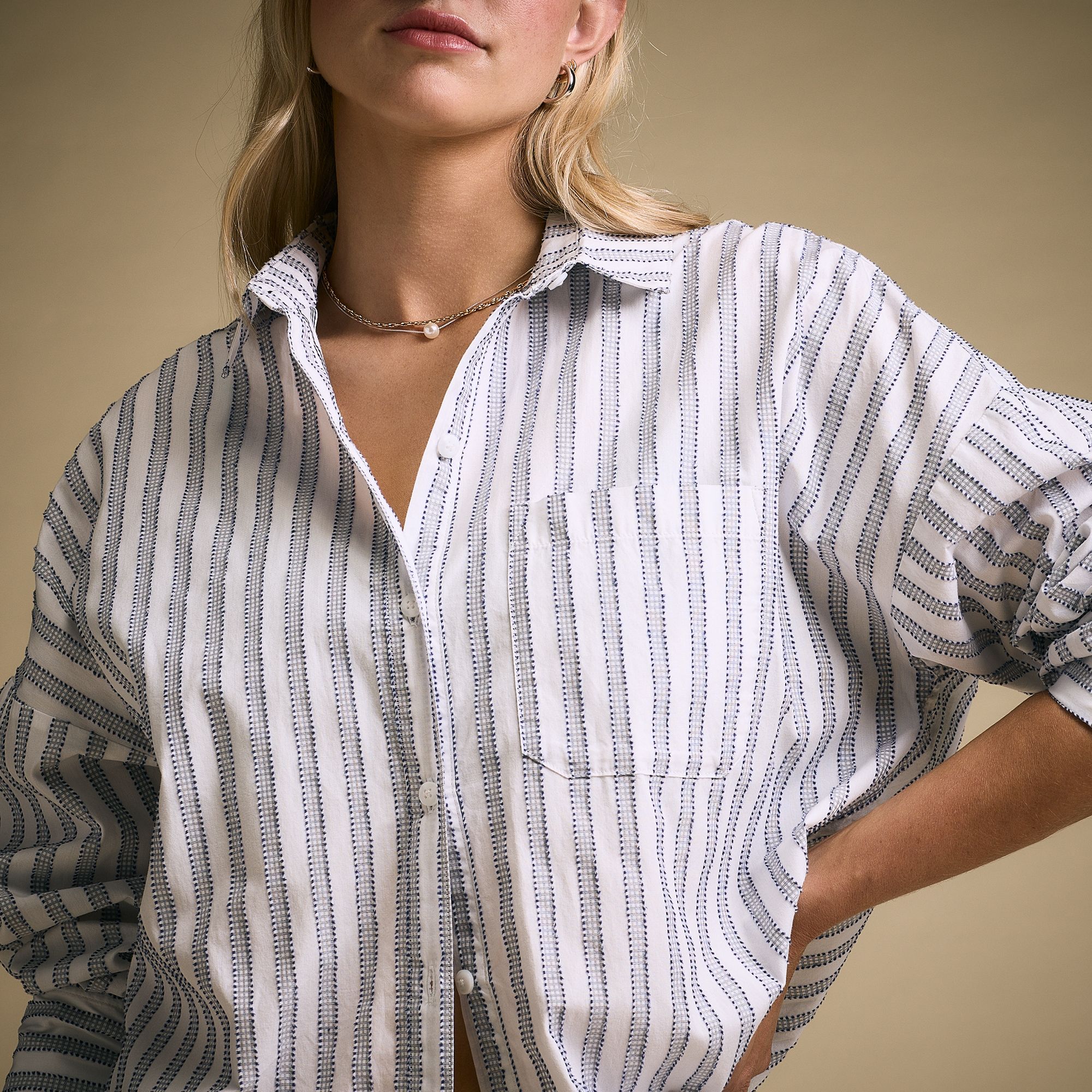 CALIA Women's Swim Button Down Pocket Stripe Shirt product image