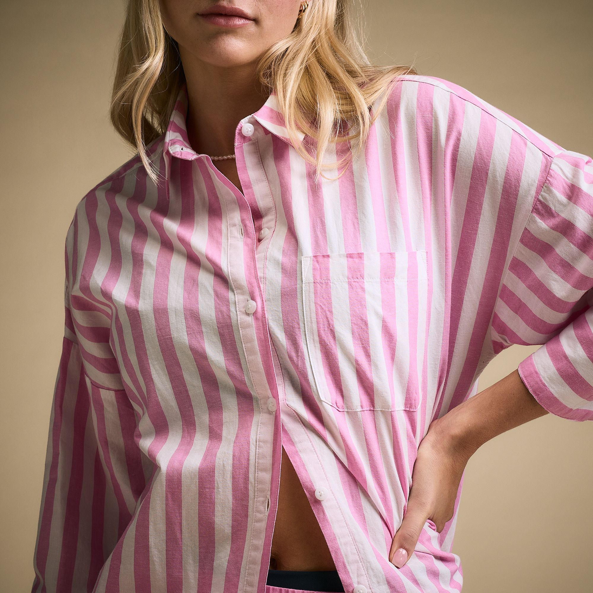 CALIA Women's Swim Button Down Pocket Stripe Shirt product image