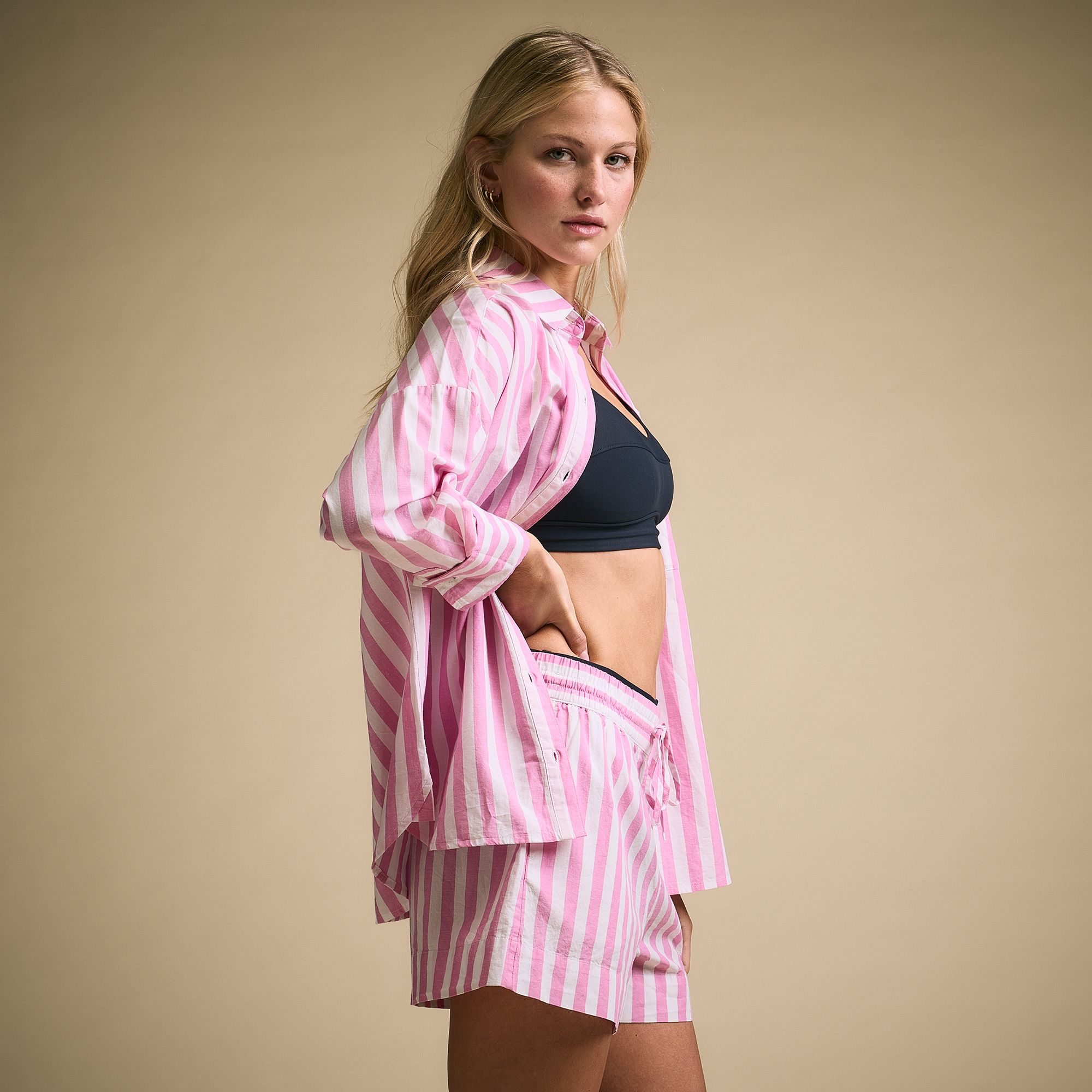 CALIA Women's Swim Button Down Pocket Stripe Shirt product image