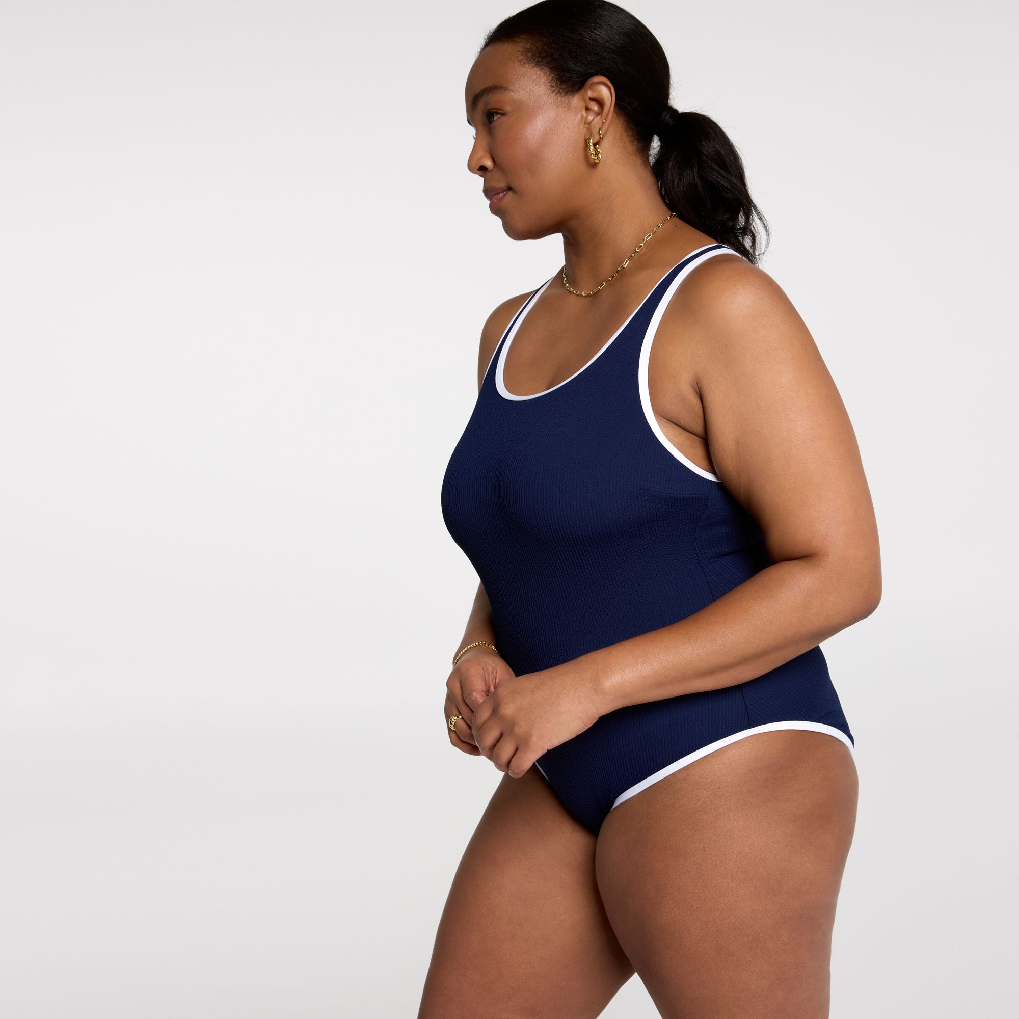 CALIA Women's Tipped Simple One Piece Swimsuit product image