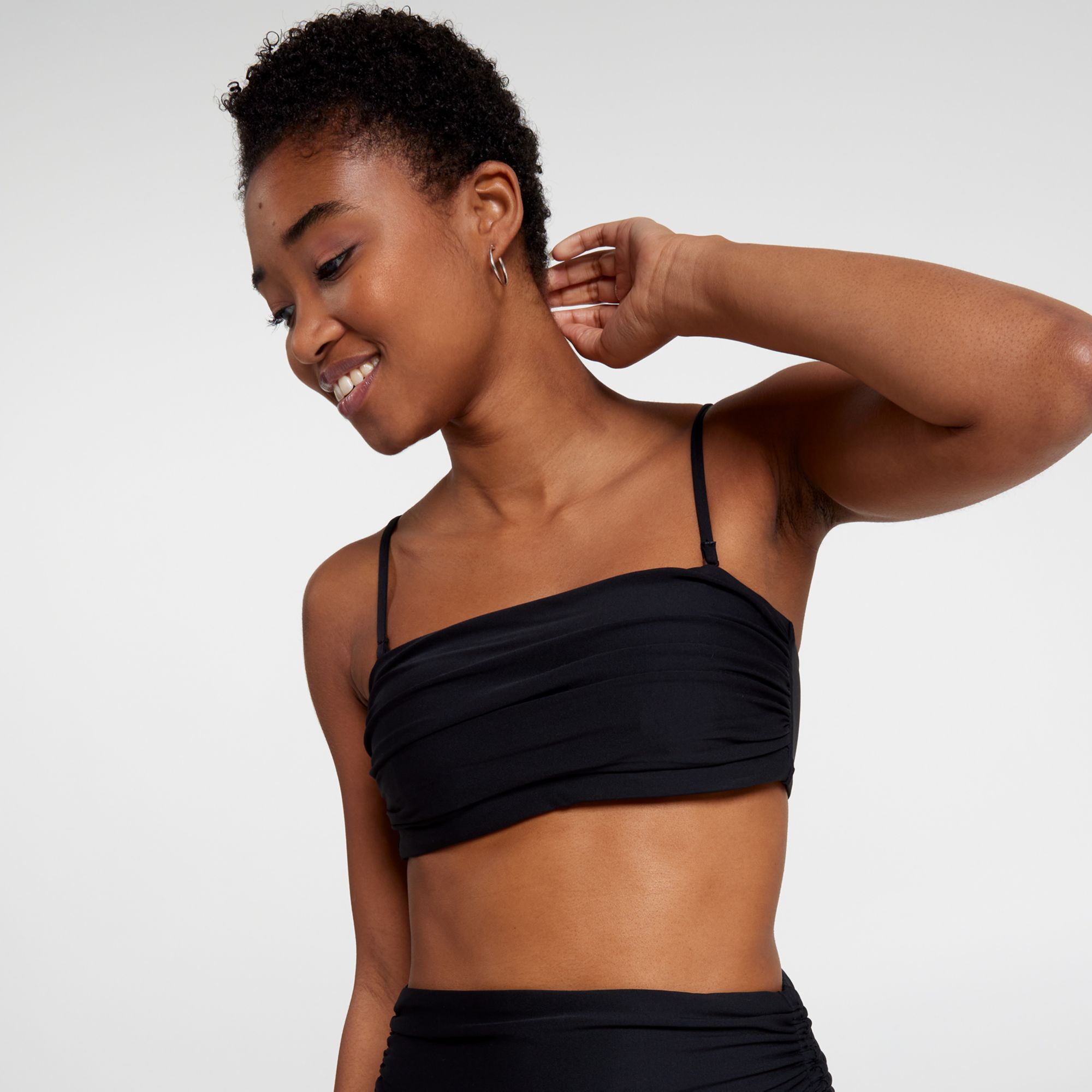 CALIA Women's Shirred Strapless Bandeau Low Support Swim Top product image