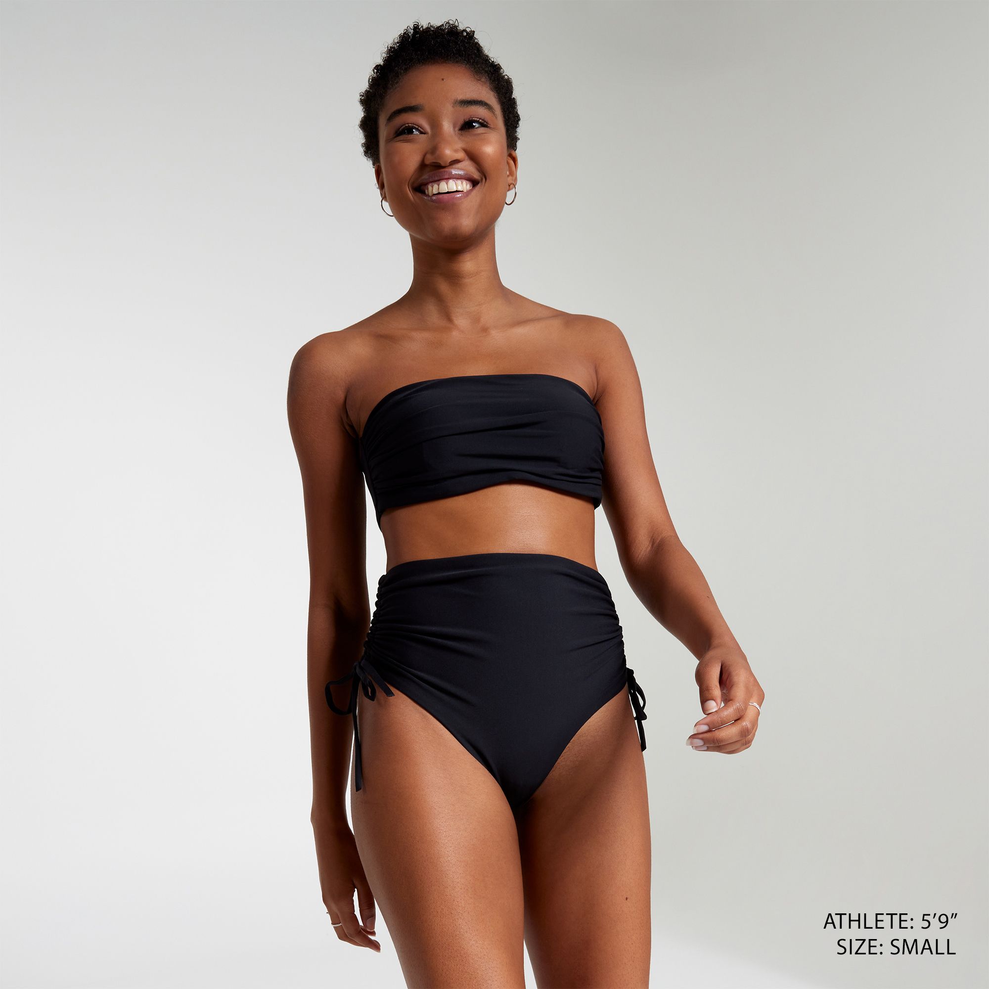 CALIA Women's Shirred Strapless Bandeau Low Support Swim Top product image