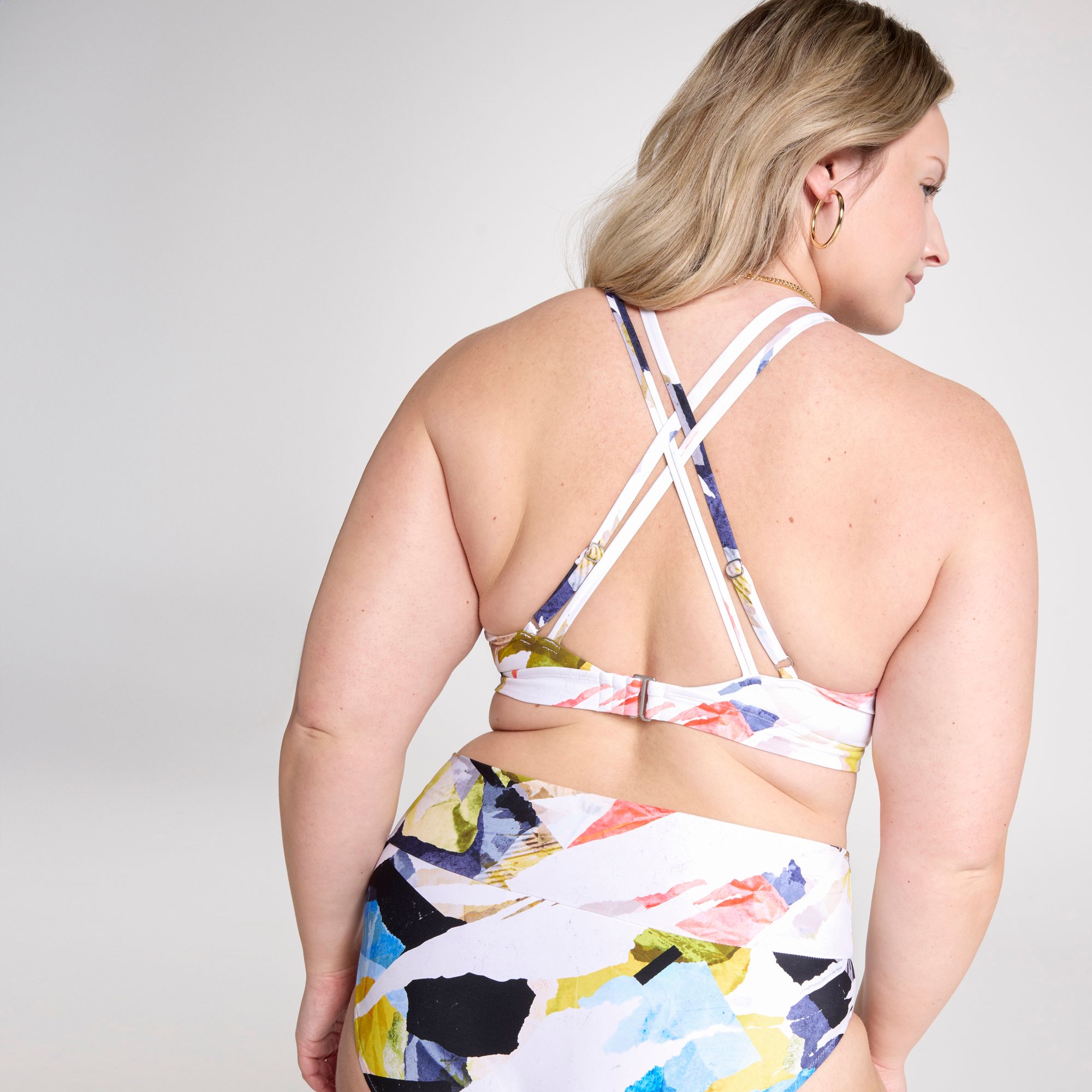 CALIA Women's Strappy Back Ruched Medium Support Bikini Swim Top product image