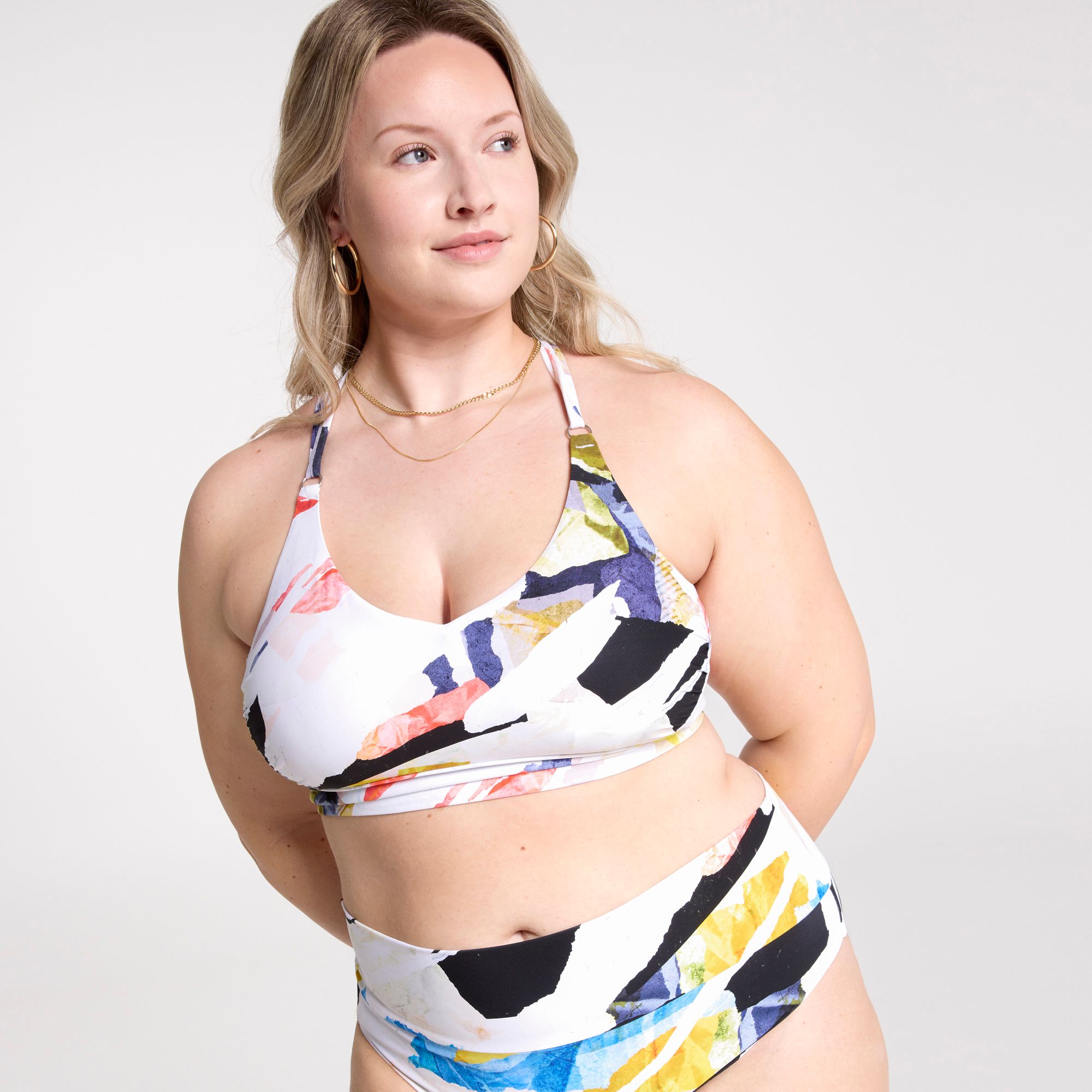 CALIA Women's Strappy Back Ruched Medium Support Bikini Swim Top product image