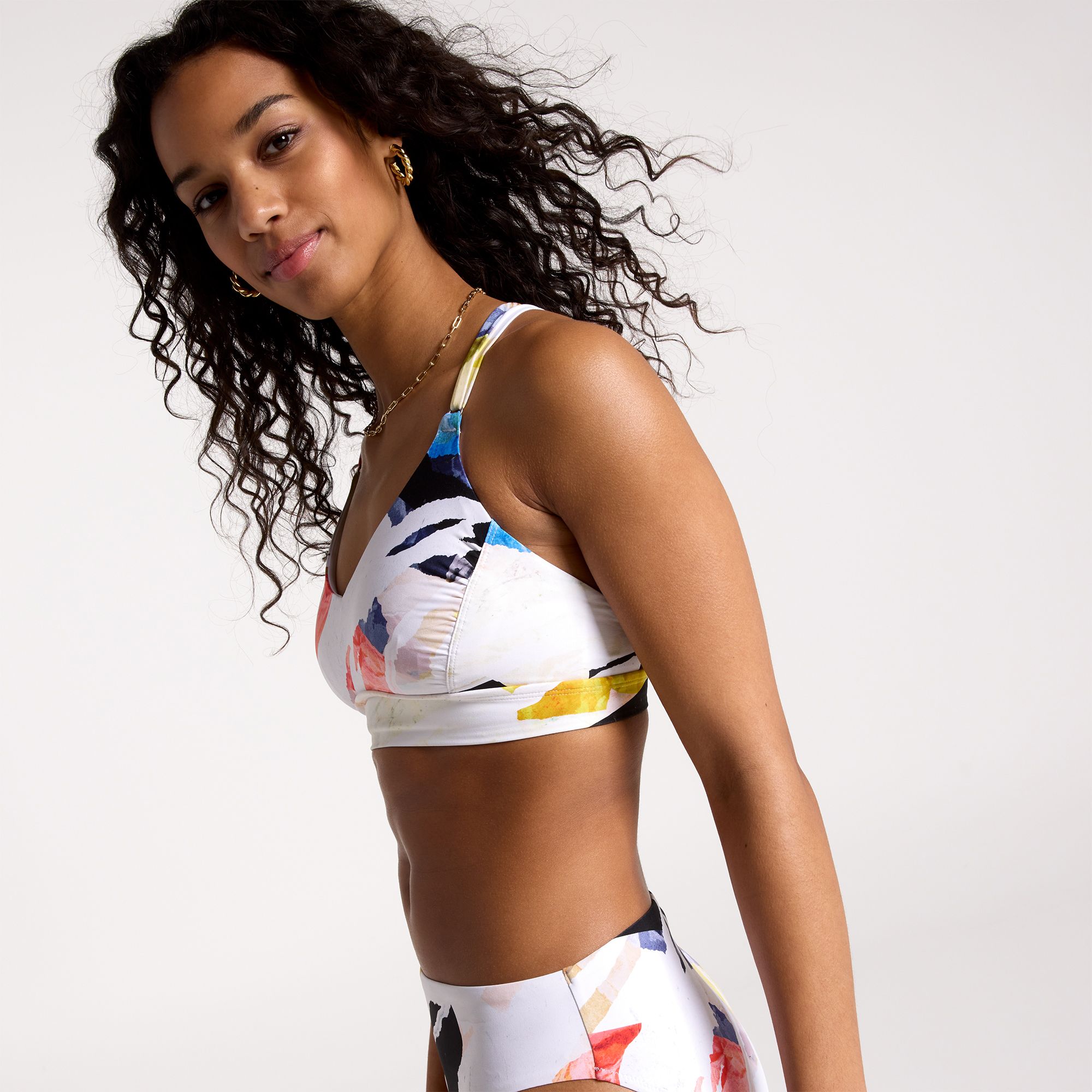 CALIA Women's Strappy Back Ruched Medium Support Bikini Swim Top product image