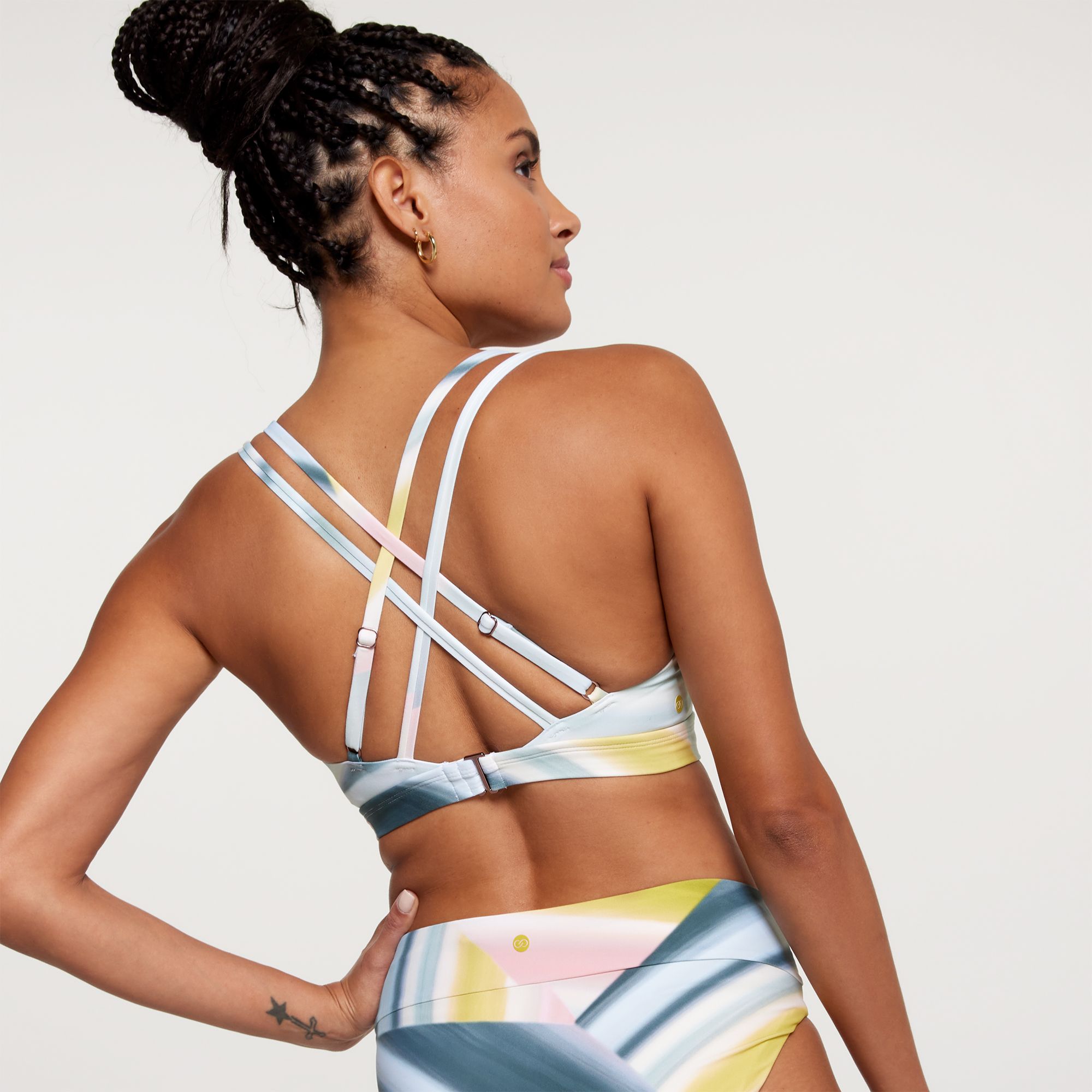 CALIA Women's Strappy Back Ruched Medium Support Bikini Swim Top product image