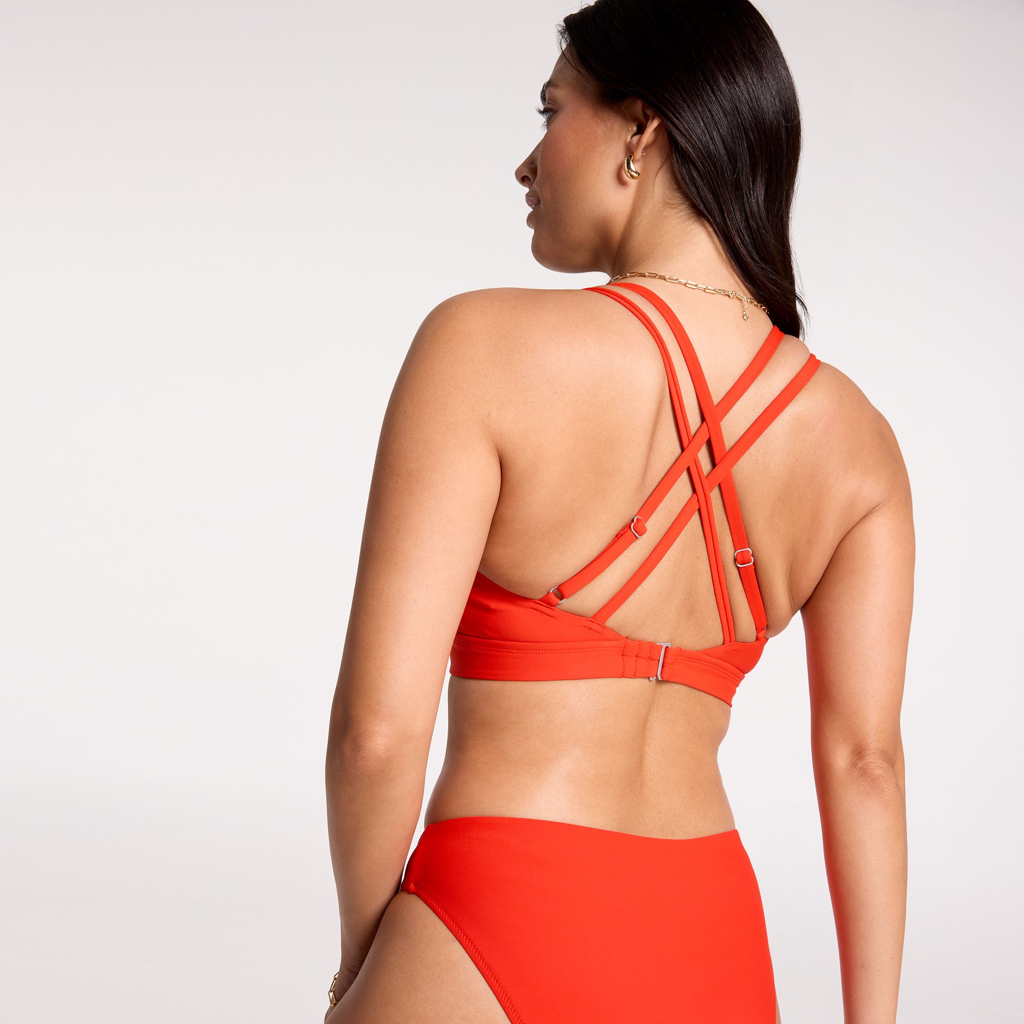 CALIA Women's Strappy Back Ruched Medium Support Bikini Swim Top product image