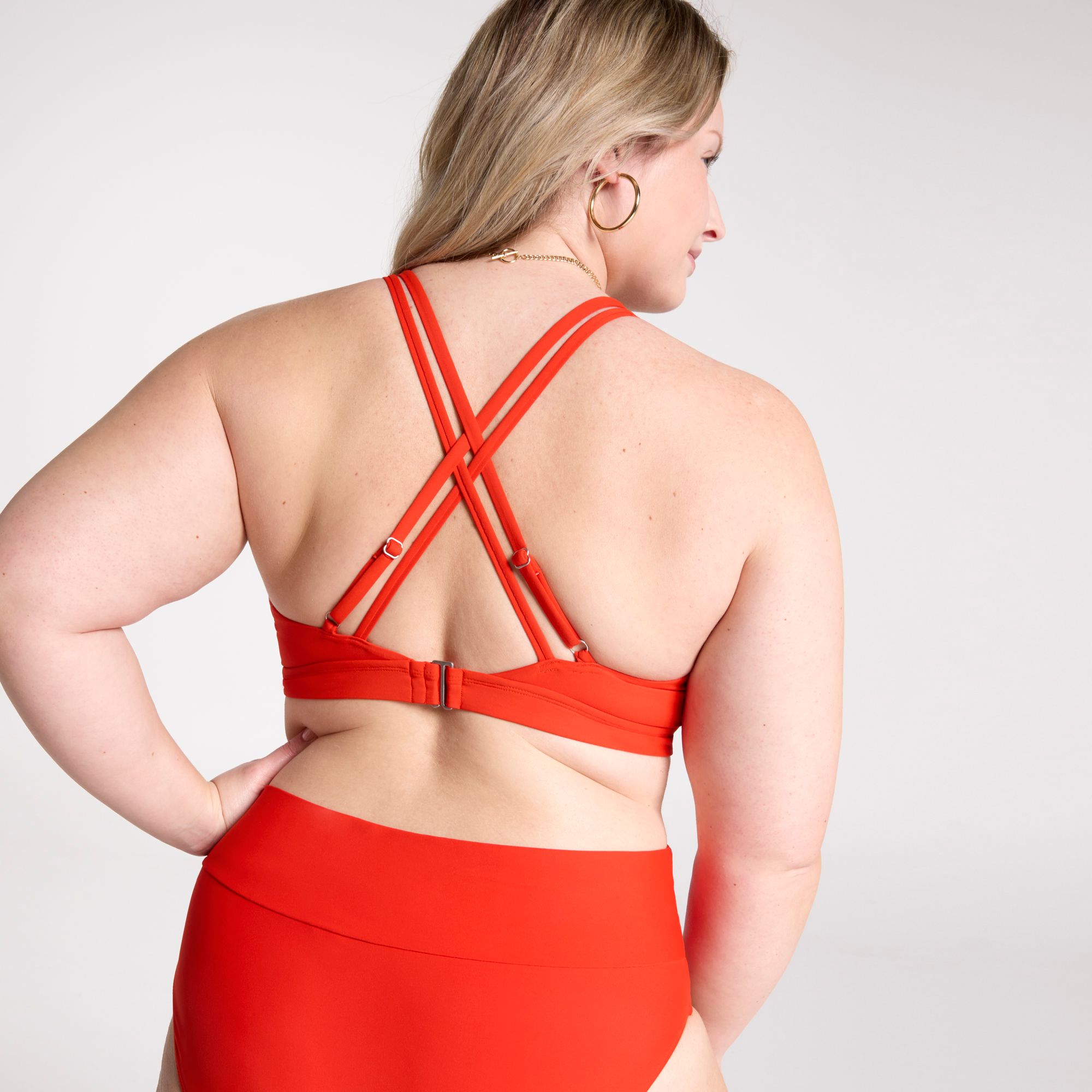 CALIA Women's Strappy Back Ruched Medium Support Bikini Swim Top product image