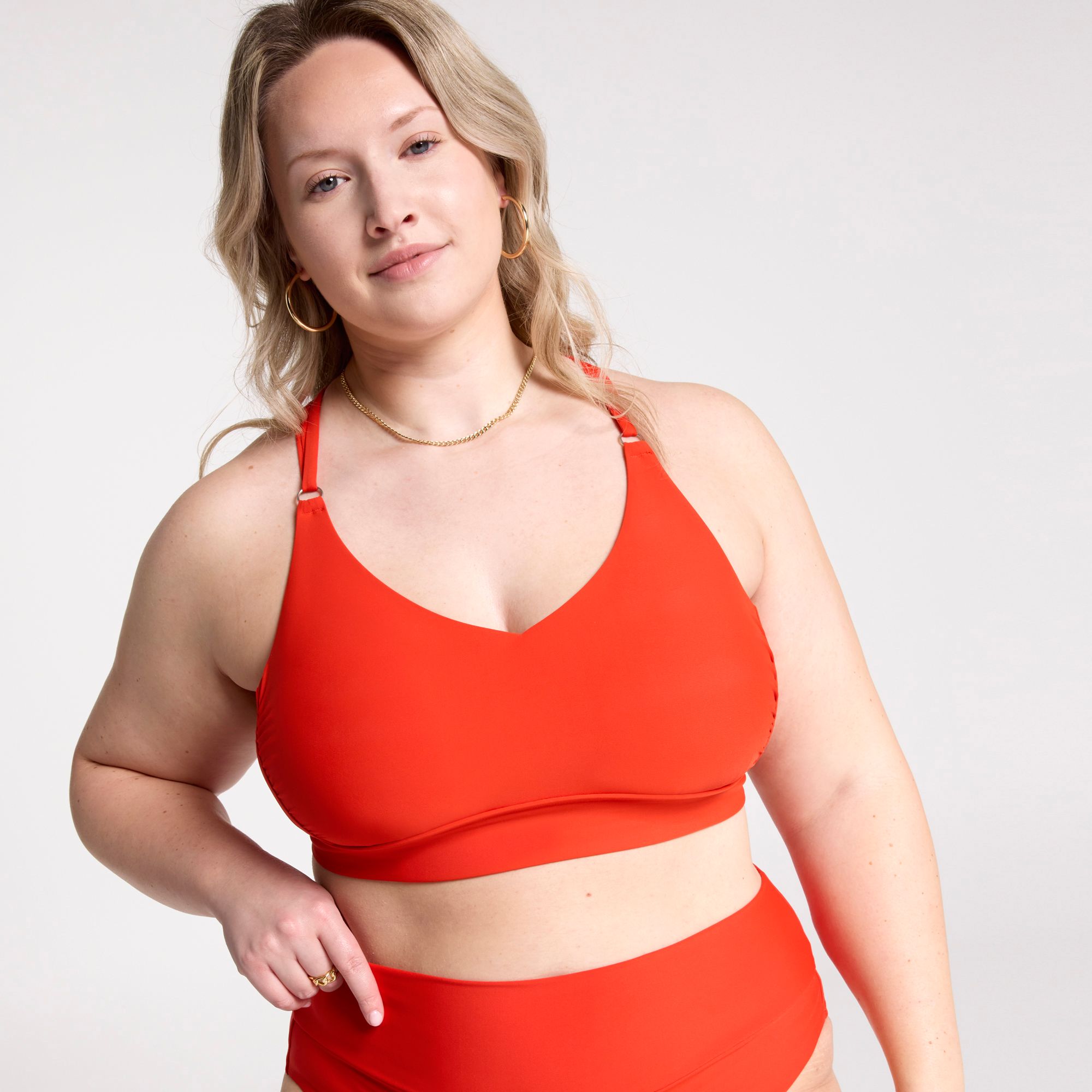 CALIA Women's Strappy Back Ruched Medium Support Bikini Swim Top product image