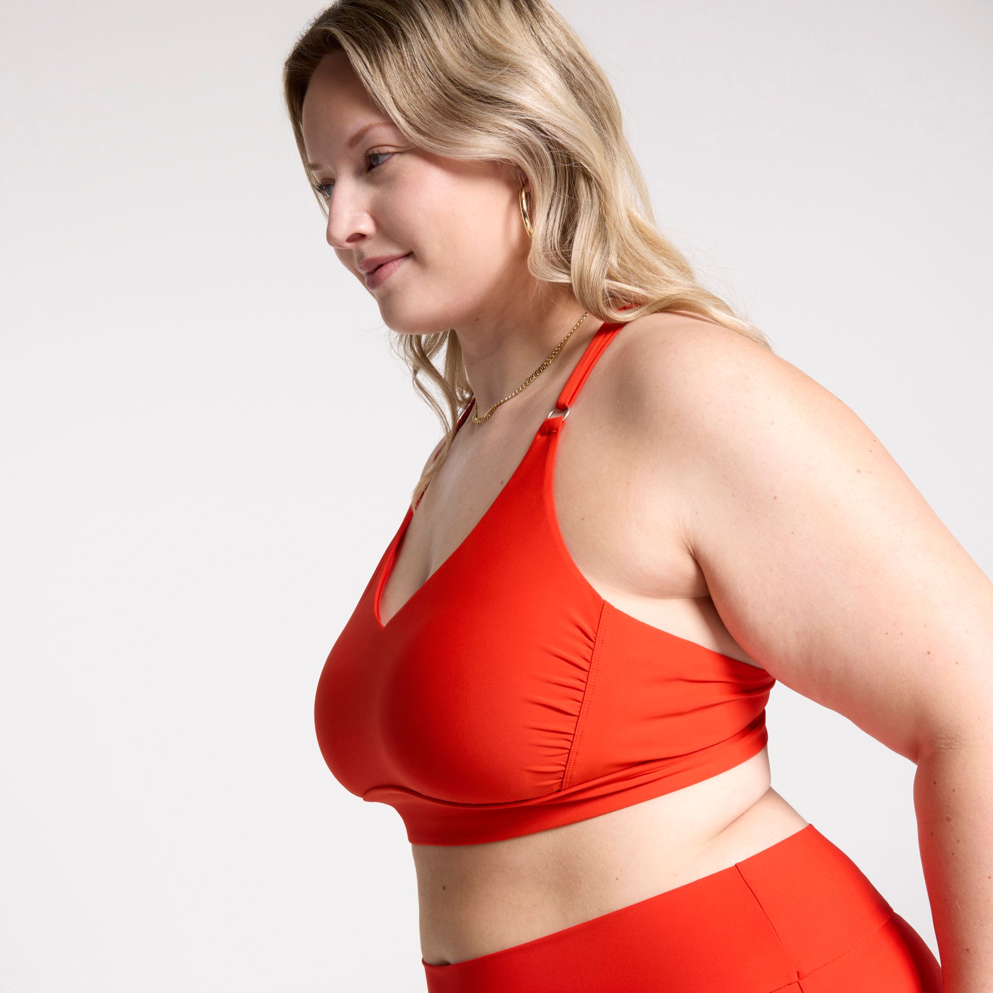 CALIA Women's Strappy Back Ruched Medium Support Bikini Swim Top product image