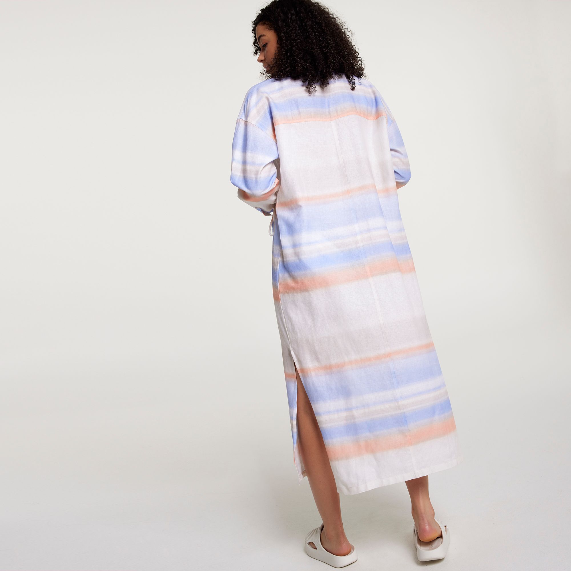 CALIA Women's Cinched Waist Long Sleeve Button Down Swim Dress product image