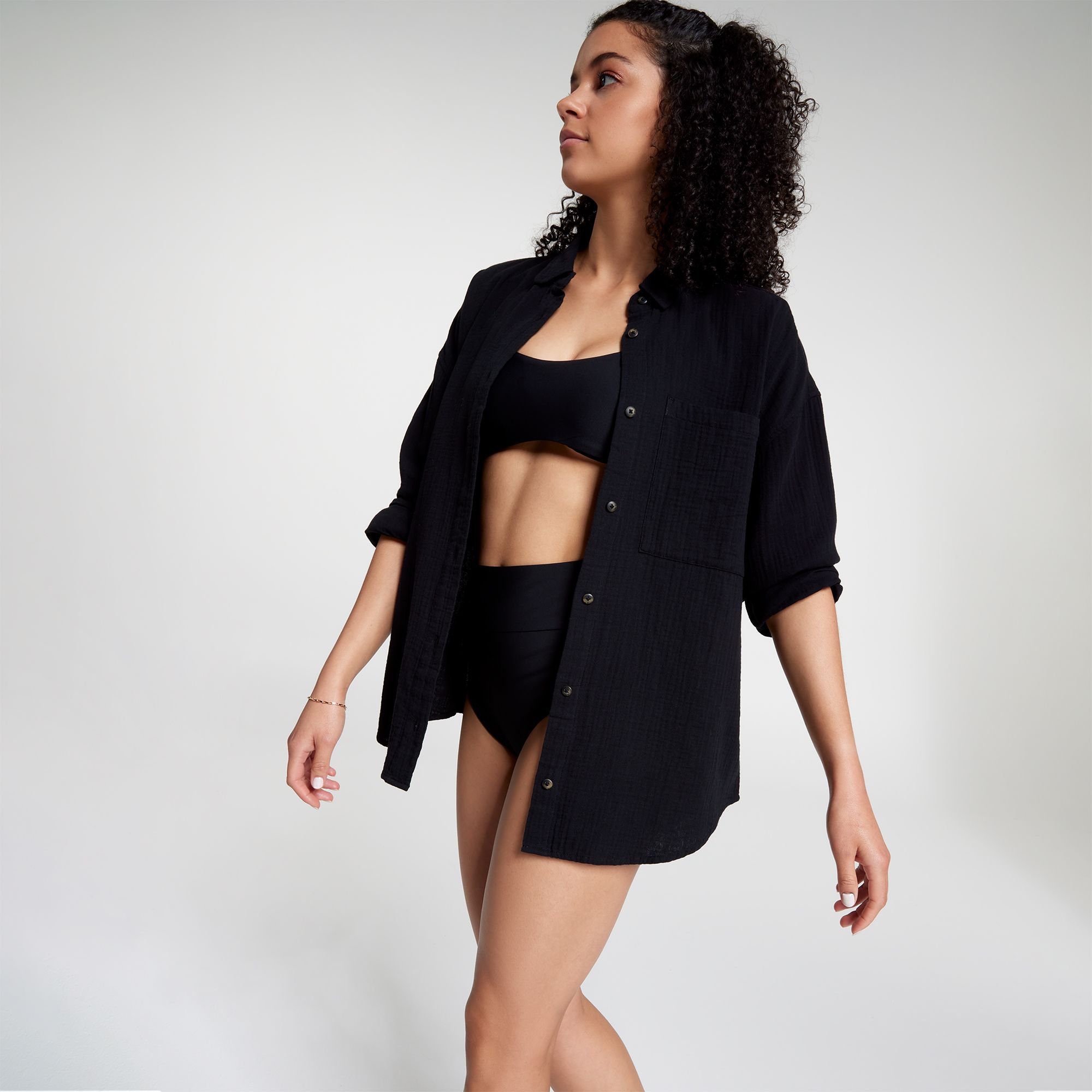 CALIA Women's Oversized Long Sleeve Button Down Cover Up product image