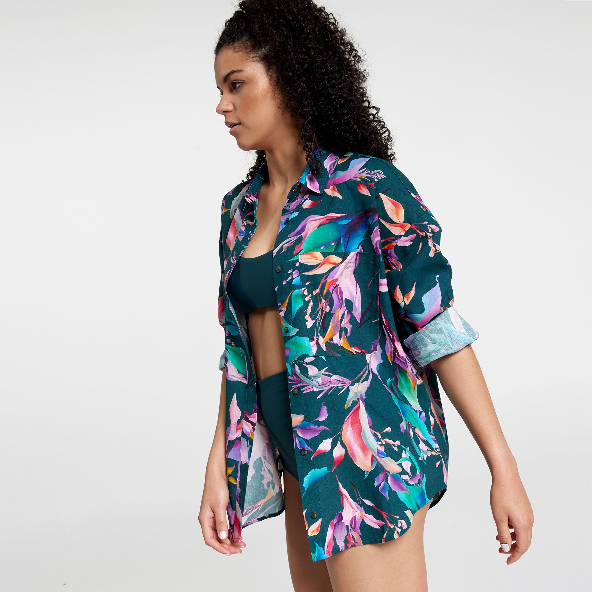 CALIA Women's Oversized Long Sleeve Button Down Cover Up product image