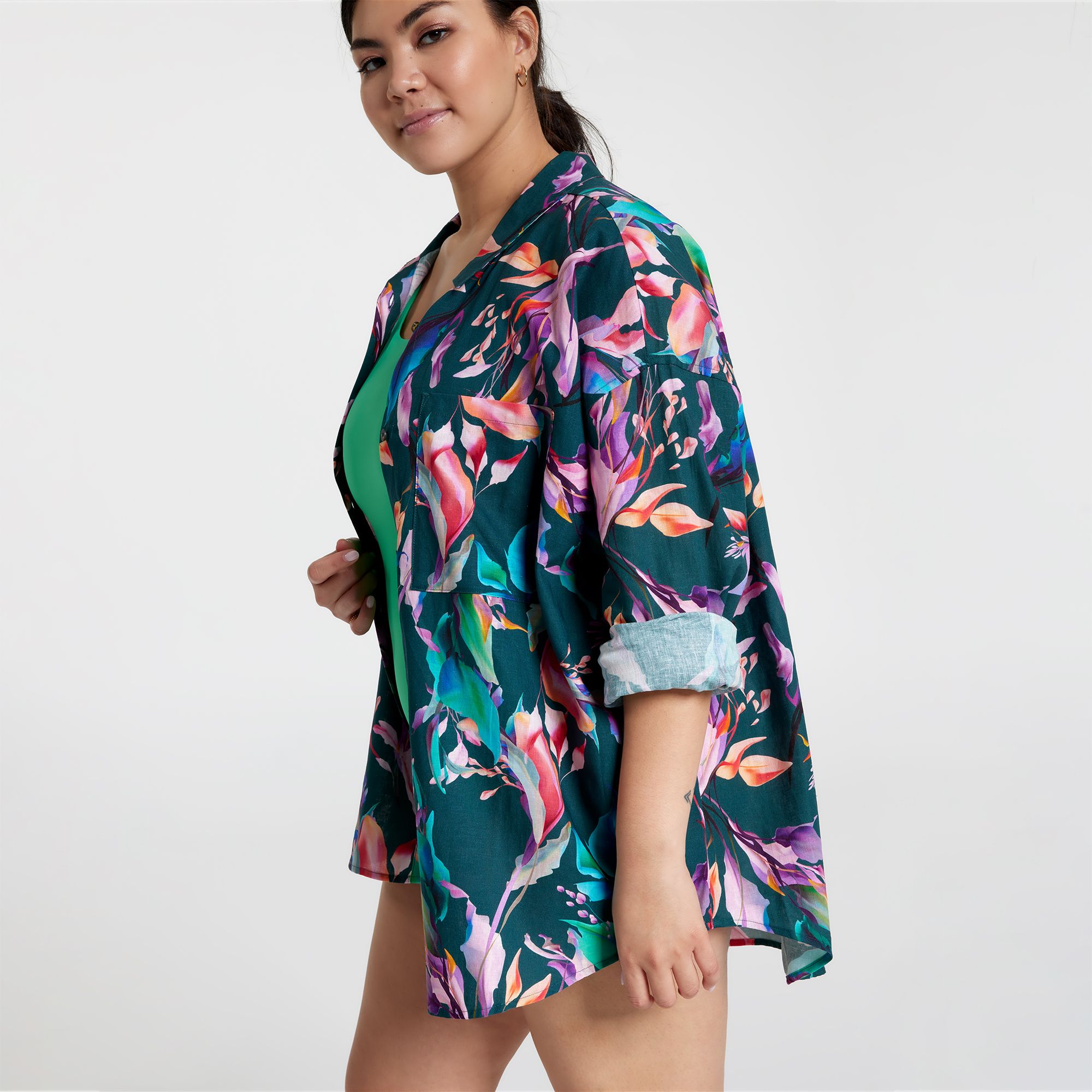 CALIA Women's Oversized Long Sleeve Button Down Cover Up product image