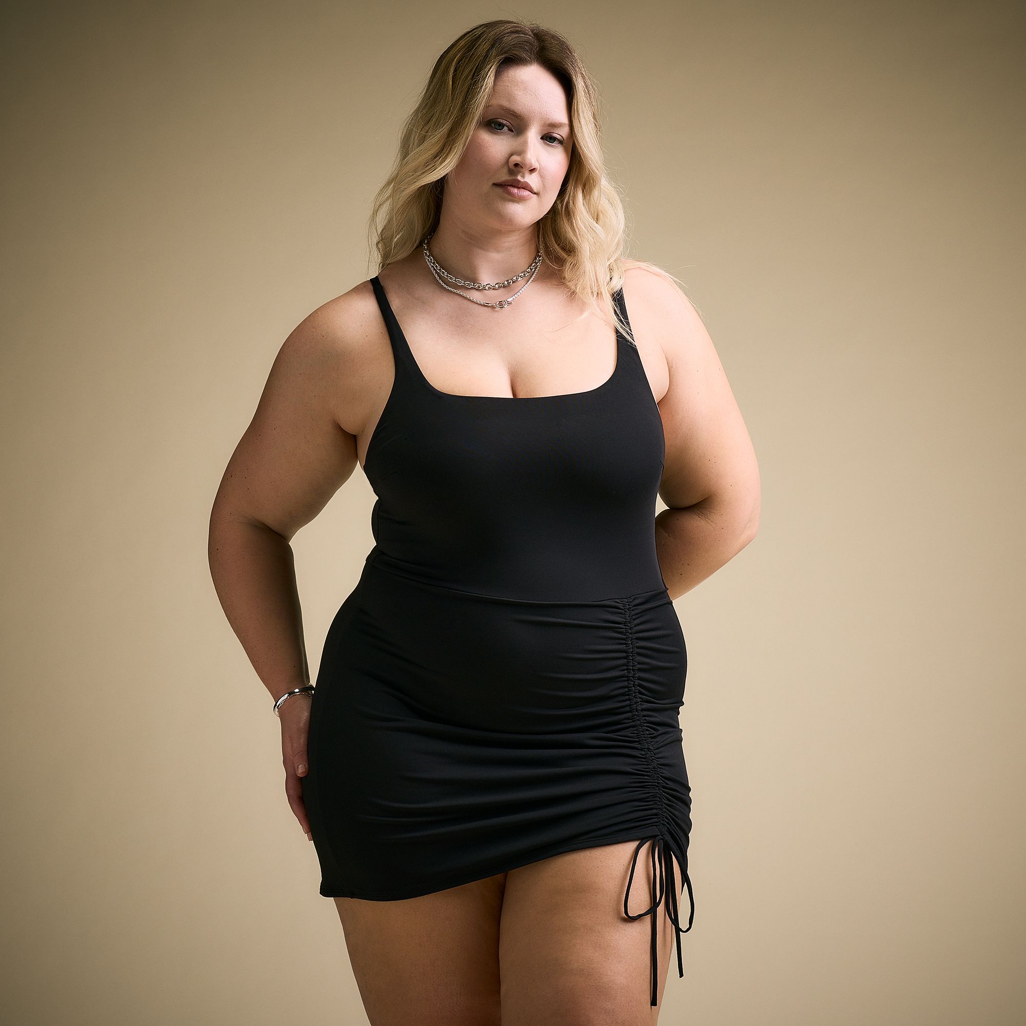 CALIA Women's Ruched Front Swim Dress product image