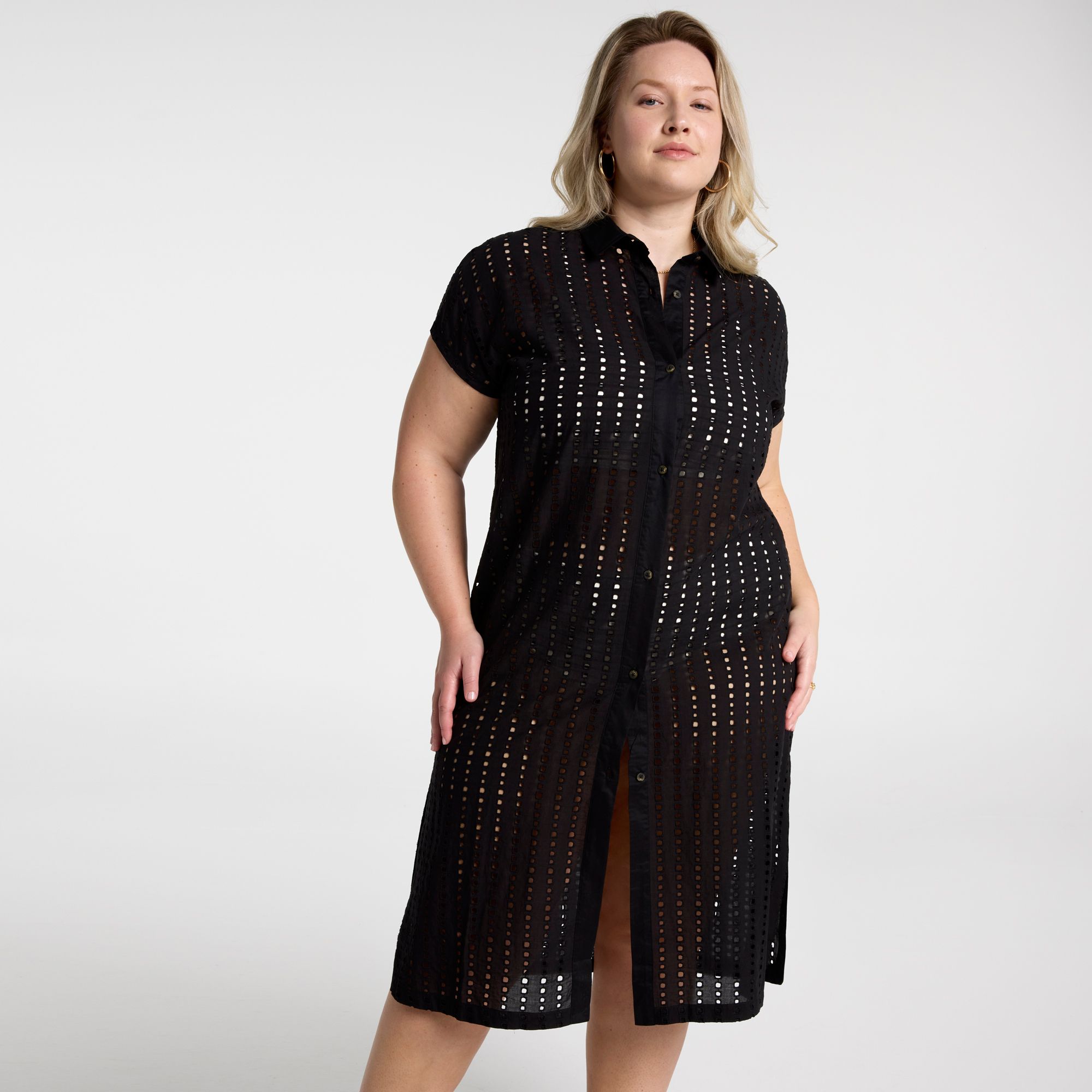 CALIA Women's Extended Sleeve Button Down Swim Cover Up product image