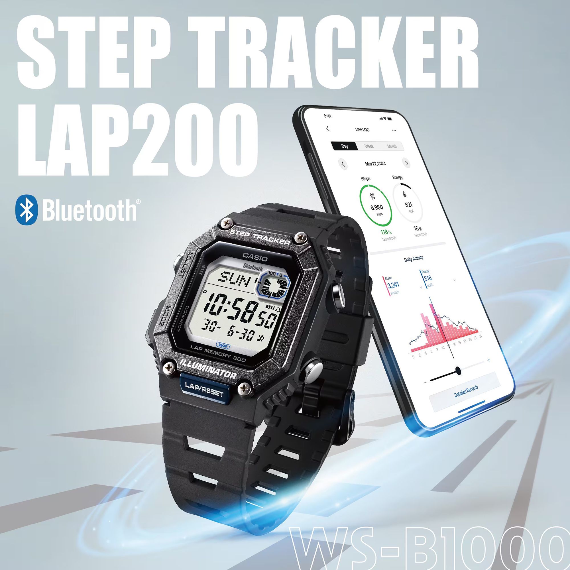 Casio Standard Digital Step Tracker Watch product image