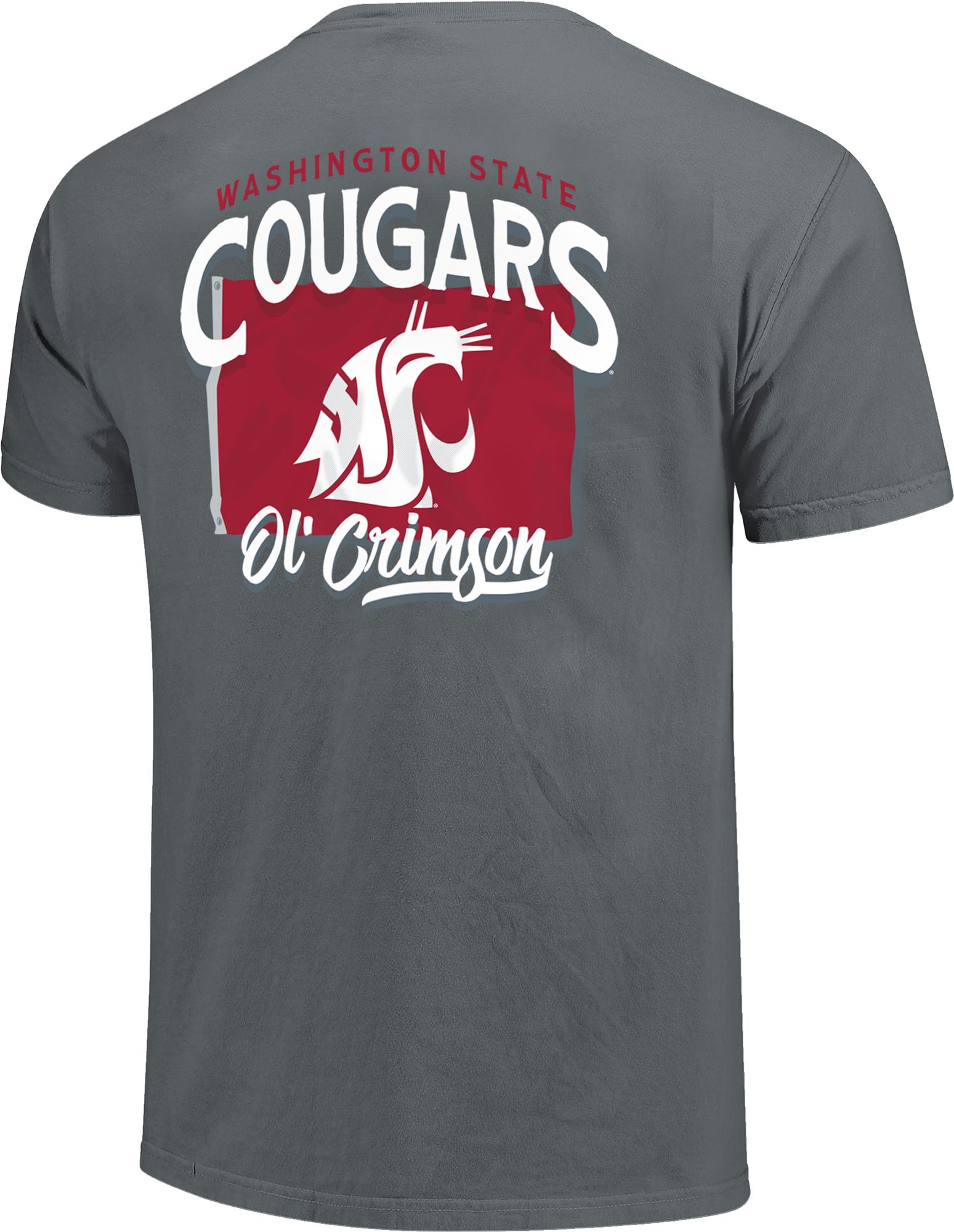 Image One Men's Washington State Cougars Grey Arch Wordmark Flag T-Shirt product image