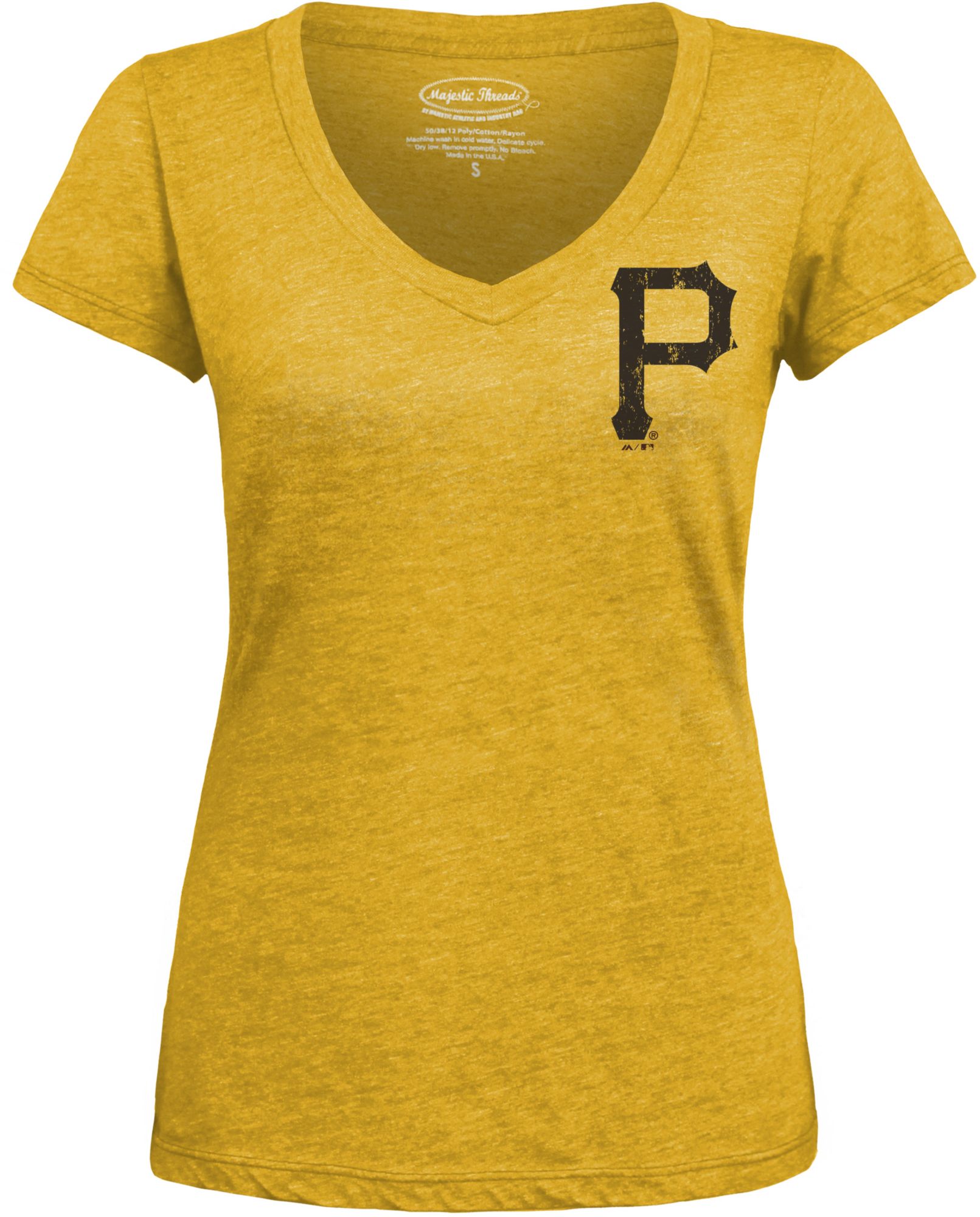 Majestic Threads Women's Pittsburgh Pirates Josh Bell Gold V-Neck T-Shirt product image