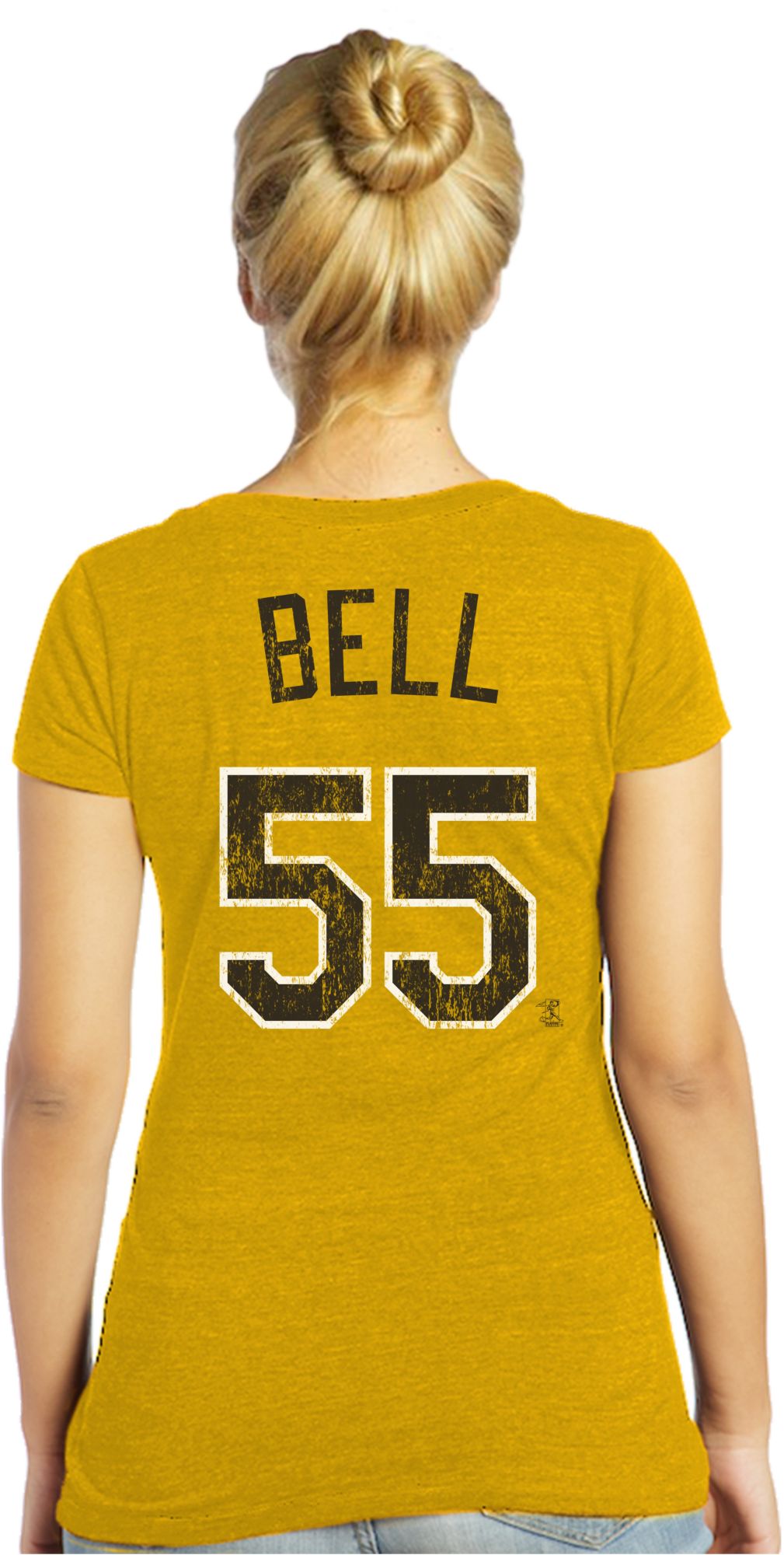 Majestic Threads Women's Pittsburgh Pirates Josh Bell Gold V-Neck T-Shirt product image