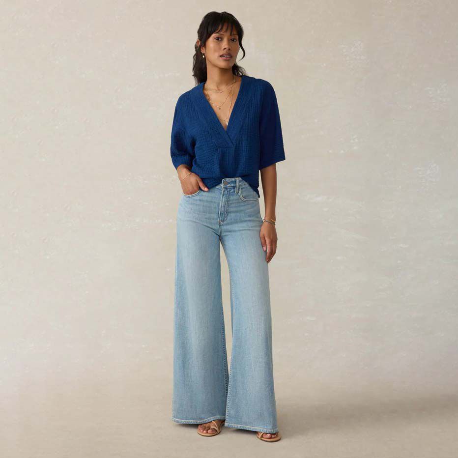 Faherty Women's Dune Cotton Gauze Short Sleeve Popover | Publiclands