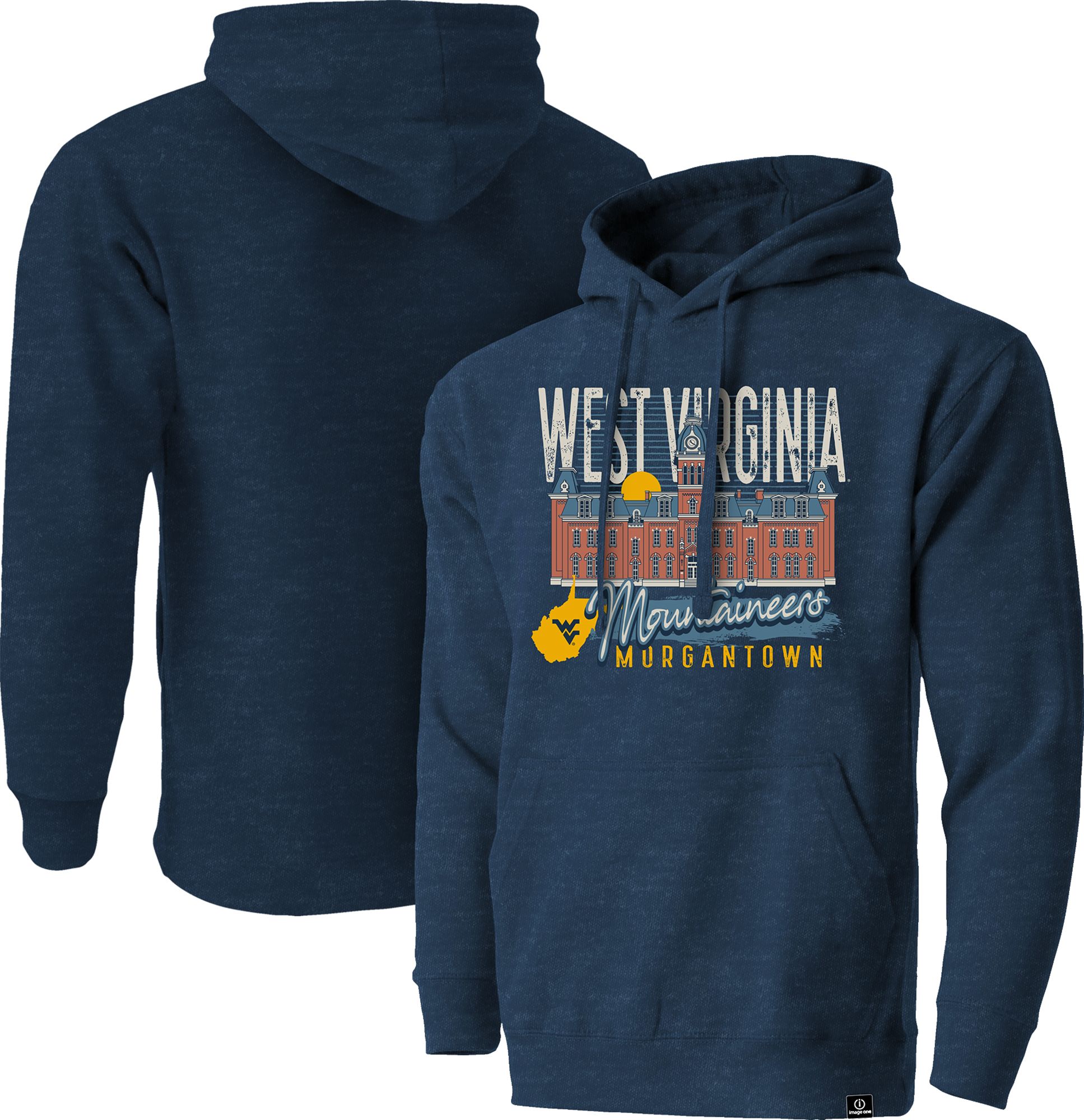 Image One Men's West Virginia Mountaineers Grey Campus Scene Hoodie