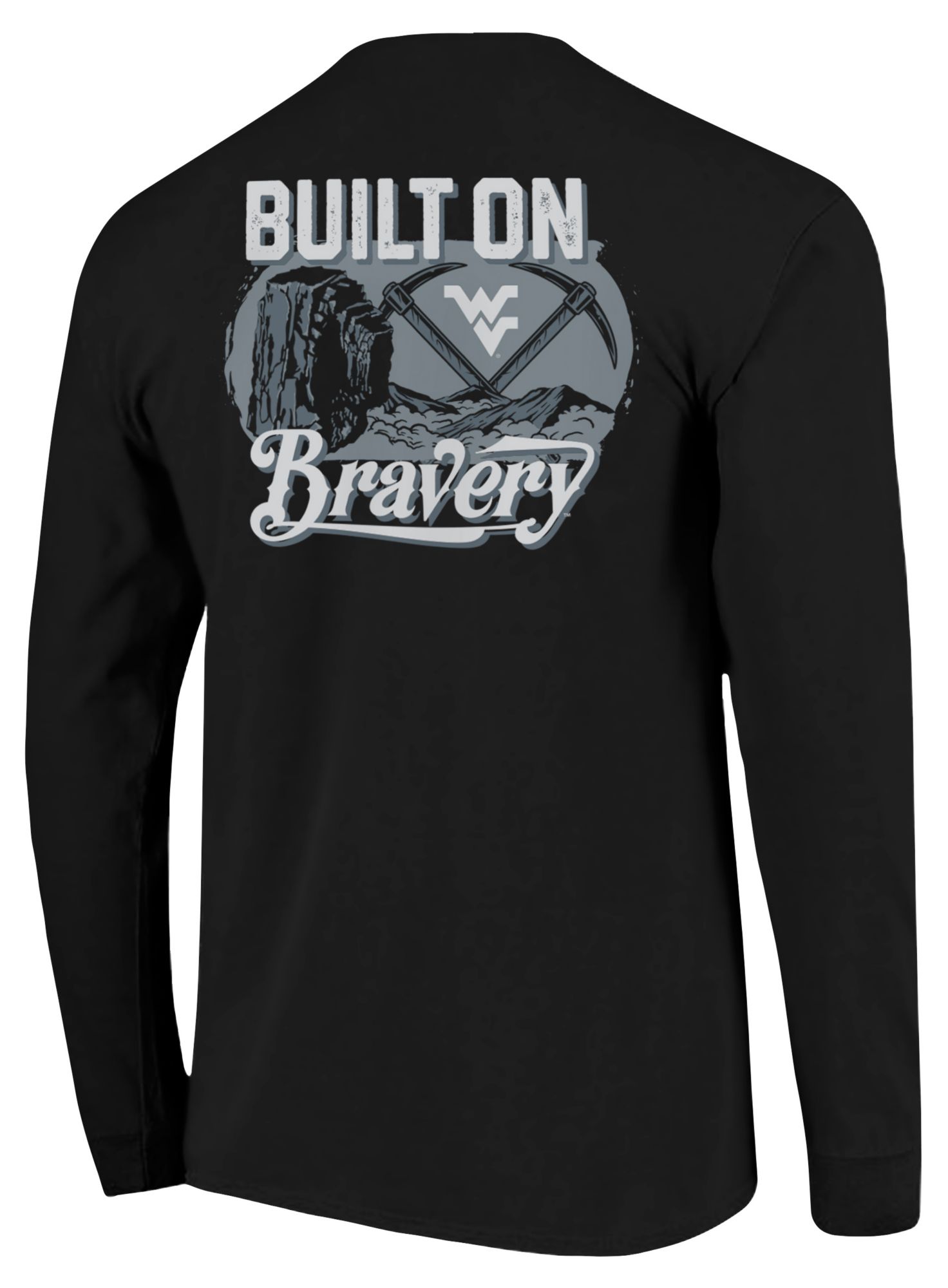 Image One Men's West Virginia Mountaineers Black Mining Landscape Coal Long Sleeve T-Shirt product image