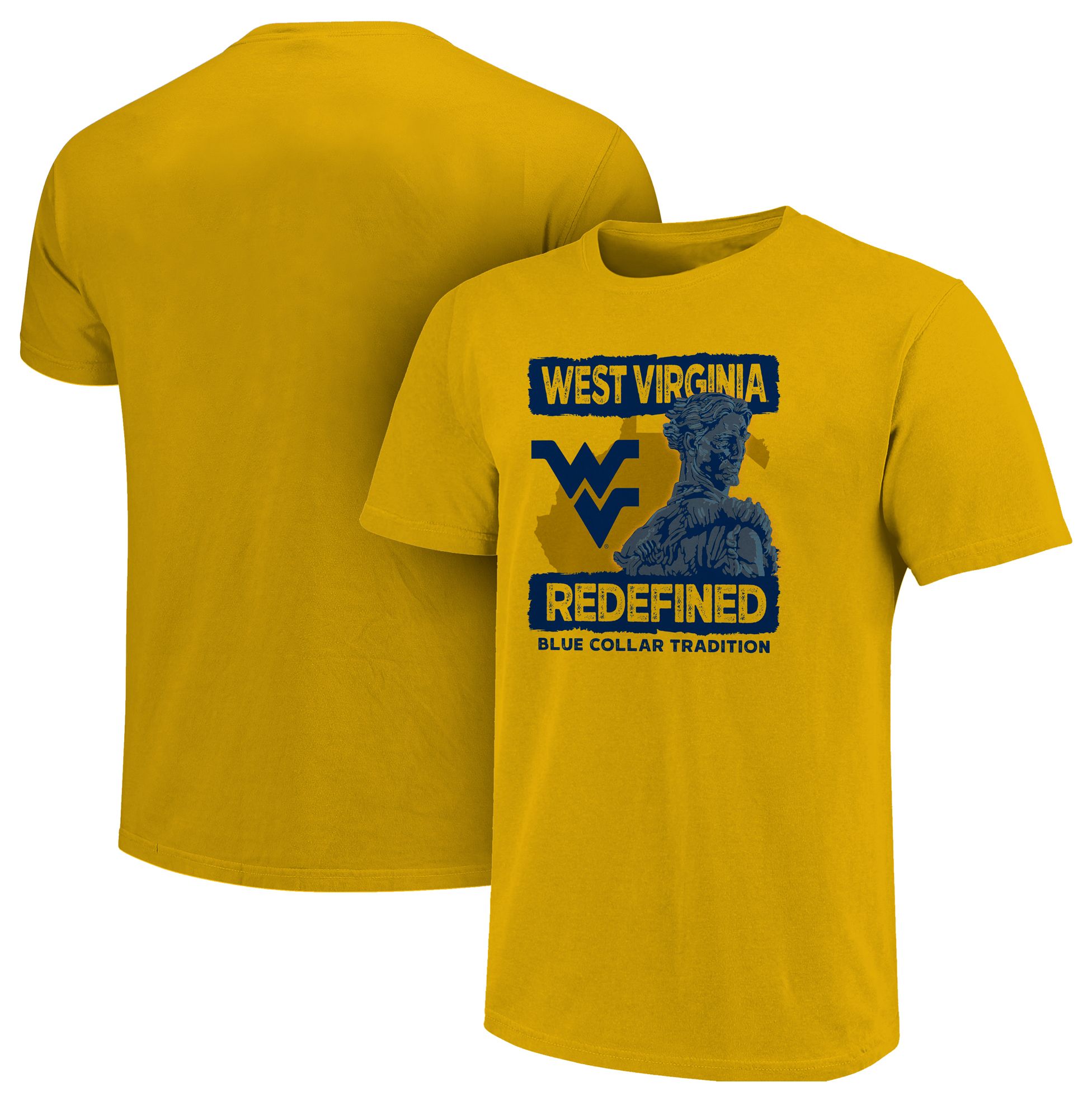 Image One Men's West Virginia Mountaineers Gold Fan Statue T-Shirt product image