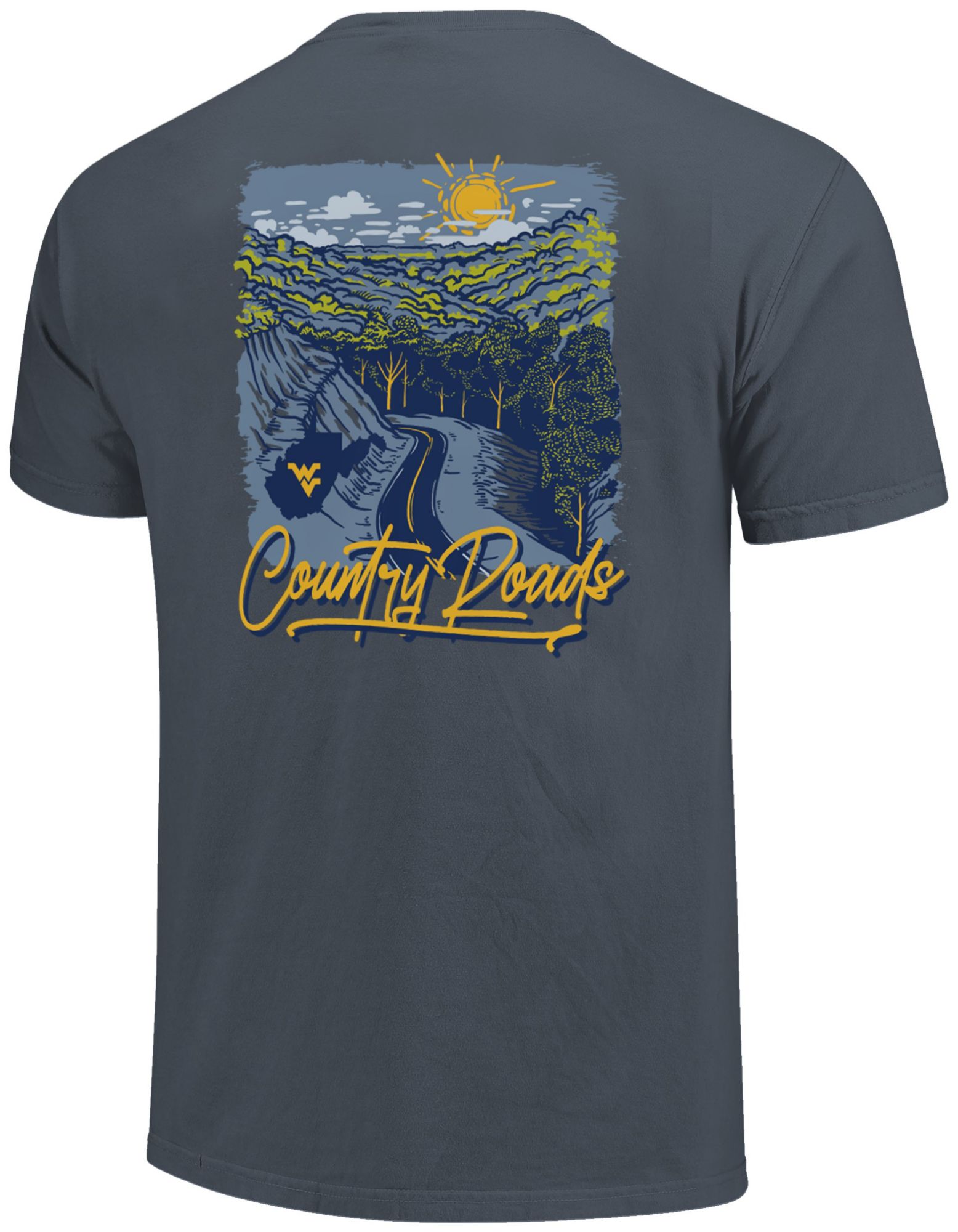 Image One Men's West Virginia Mountaineers Denim Forested Country Roads Short Sleeve T-Shirt product image