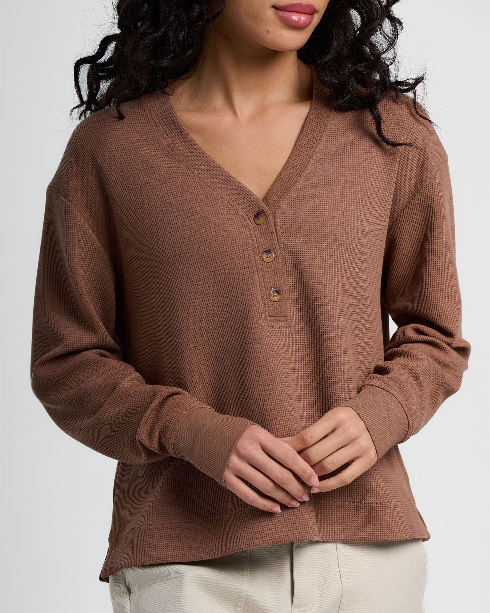 Free Fly Women's Waffle Long Sleeve Henley Shirt product image