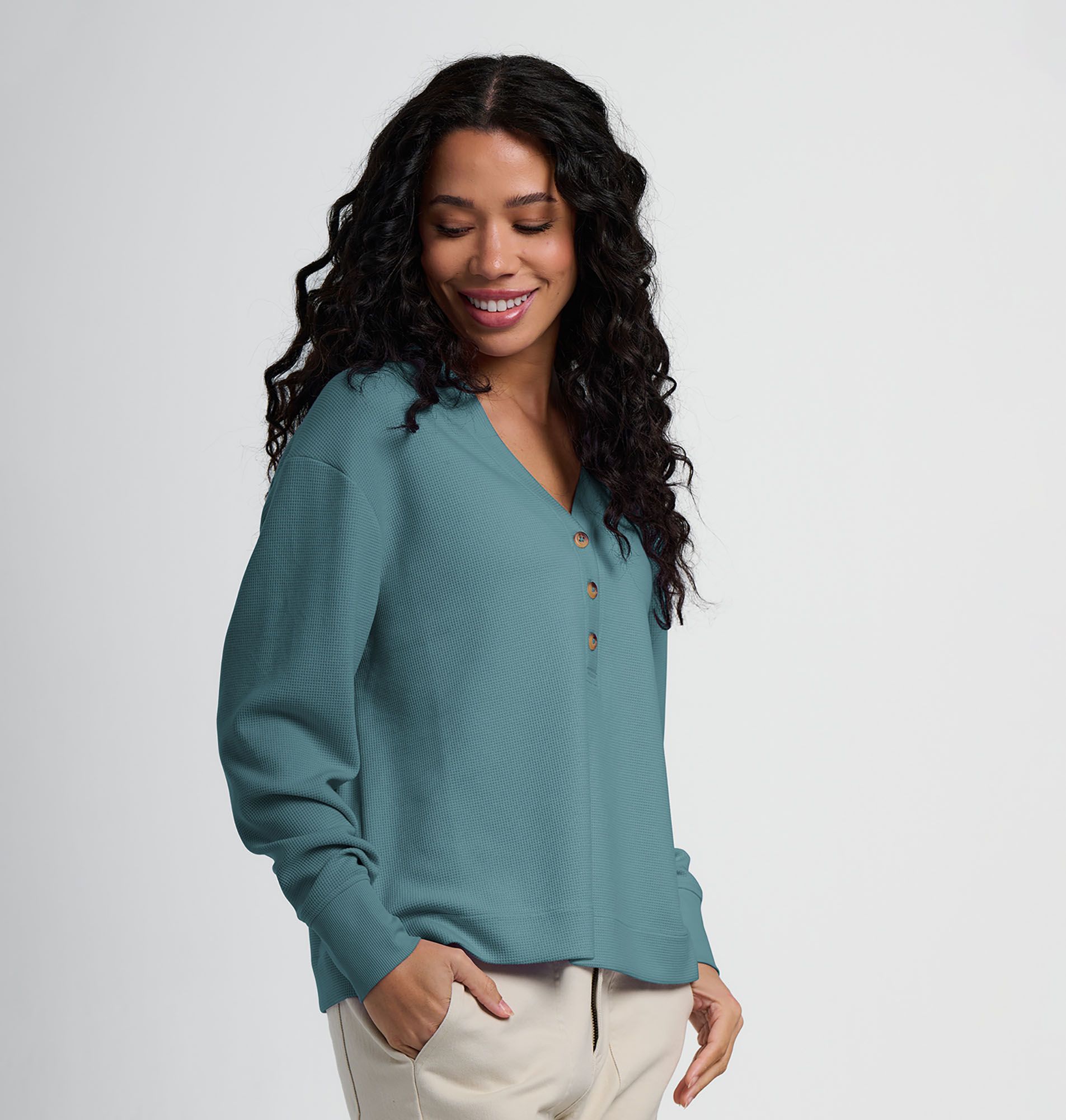 Free Fly Women's Waffle Long Sleeve Henley Shirt product image