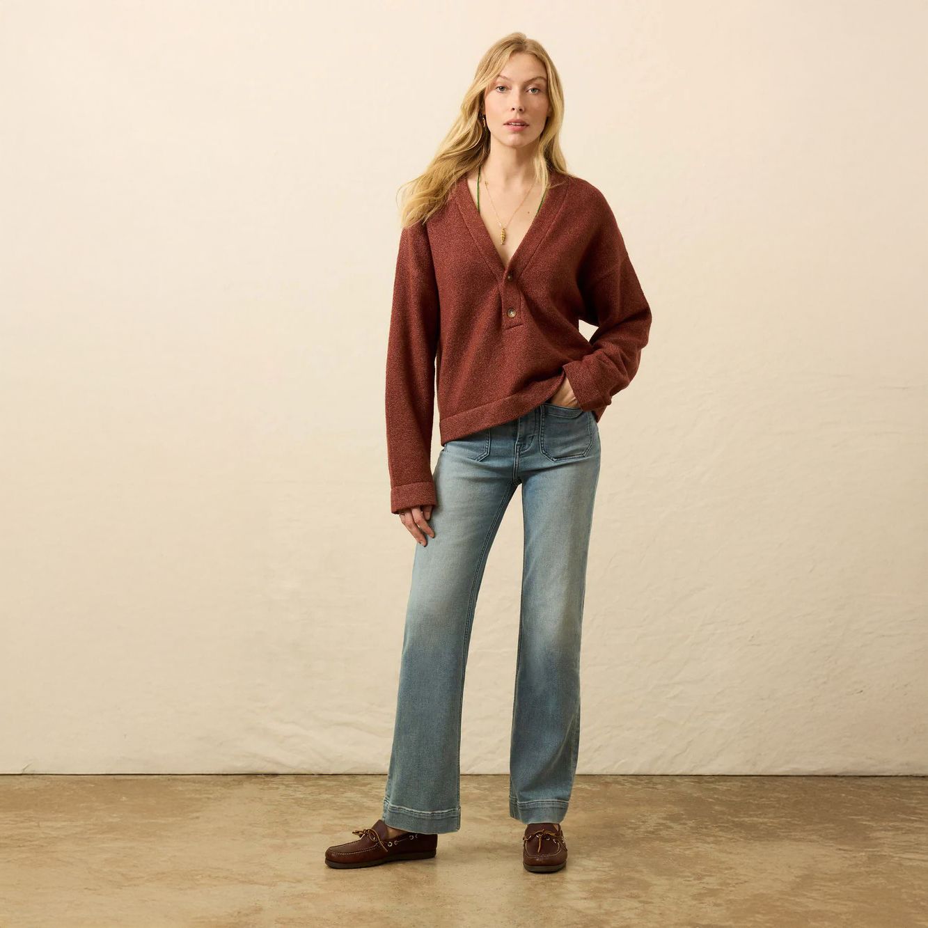 Faherty Women's Jackson V-Neck Popover Sweater product image