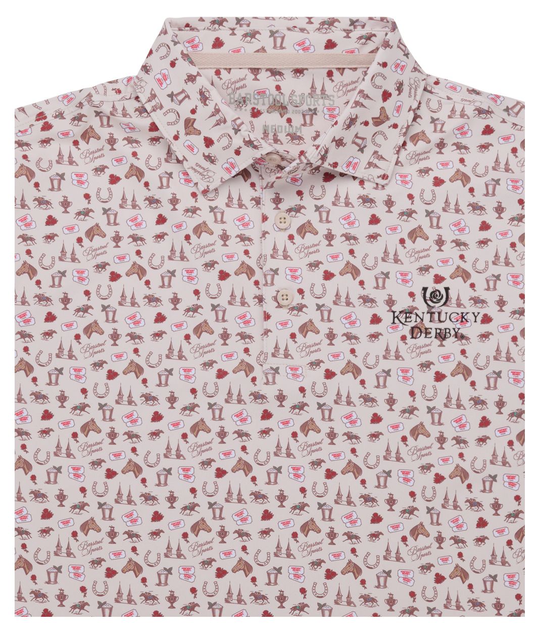 Barstool Sports Men's Kentucky Derby Ivory Rose Printed Polo product image