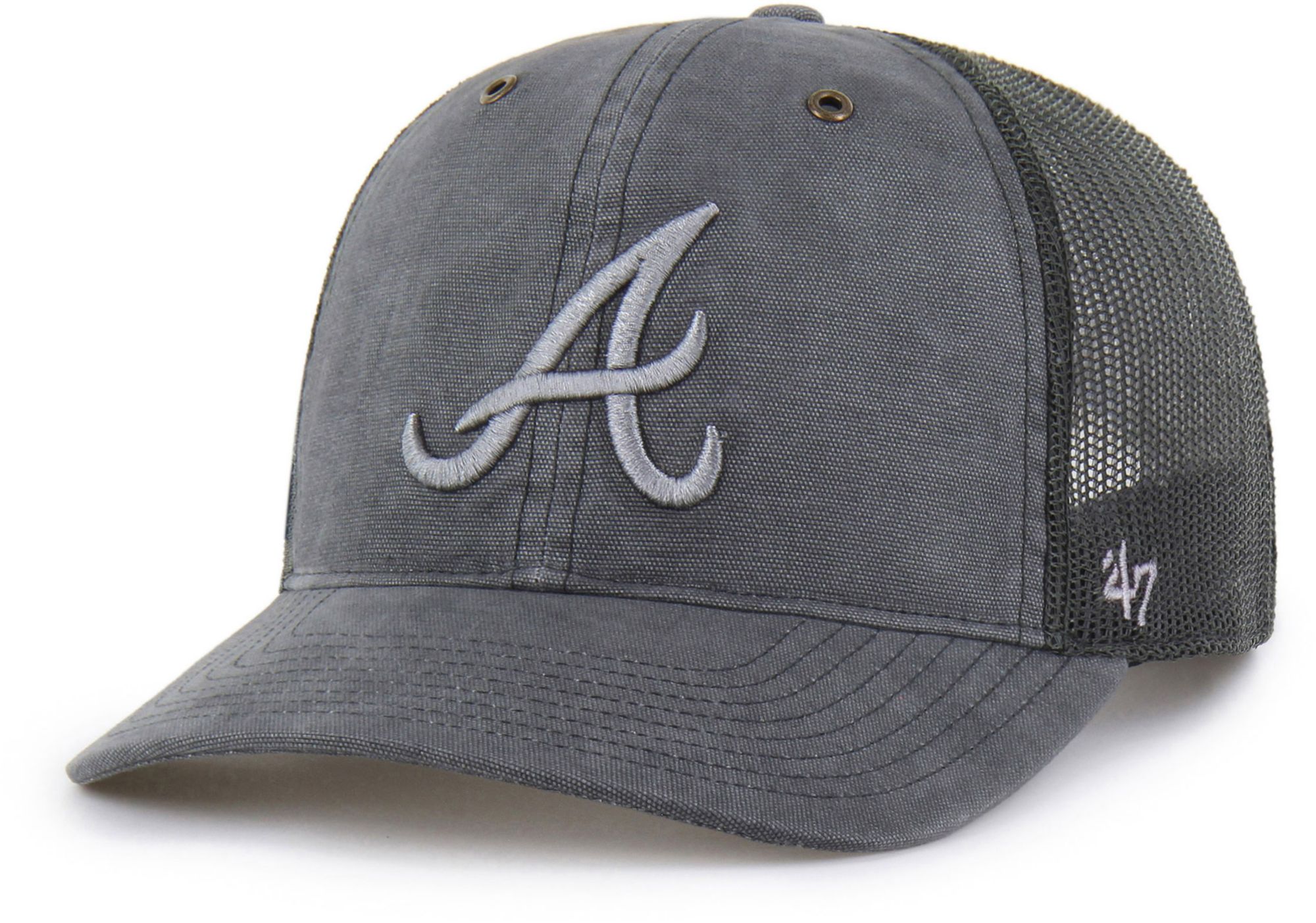 Carhartt x '47 Adult Atlanta Braves Charcoal Garment Dyed Trucker Adjustable Hat product image
