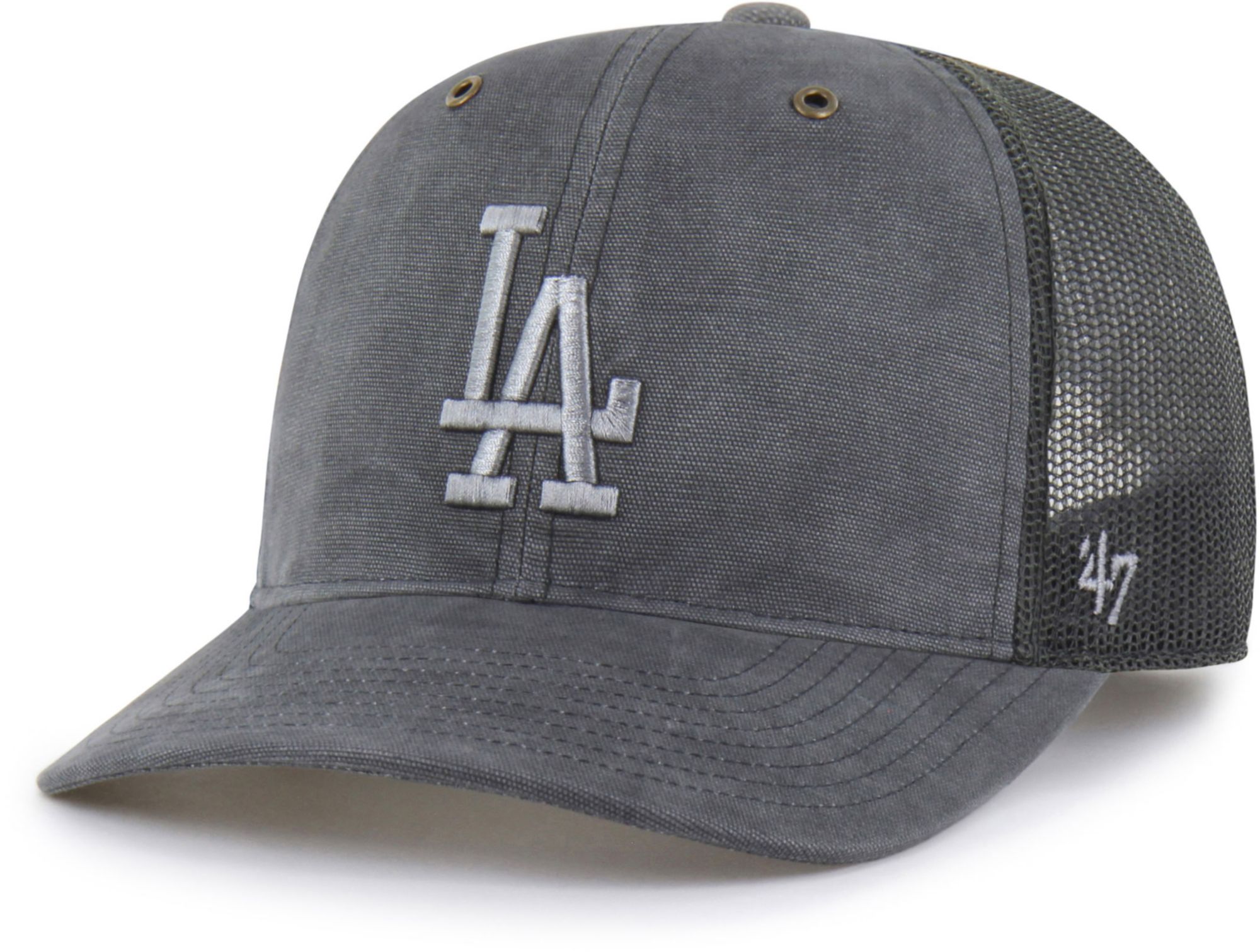 Carhartt x '47 Adult Los Angeles Dodgers Charcoal Garment Dyed Trucker Adjustable Hat product image
