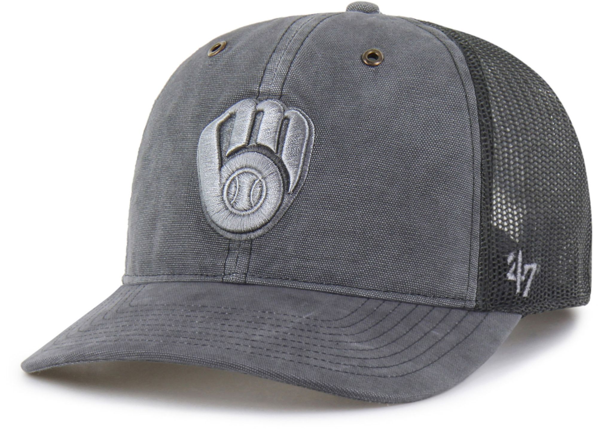 Carhartt x '47 Adult Milwaukee Brewers Charcoal Garment Dyed Trucker Adjustable Hat product image