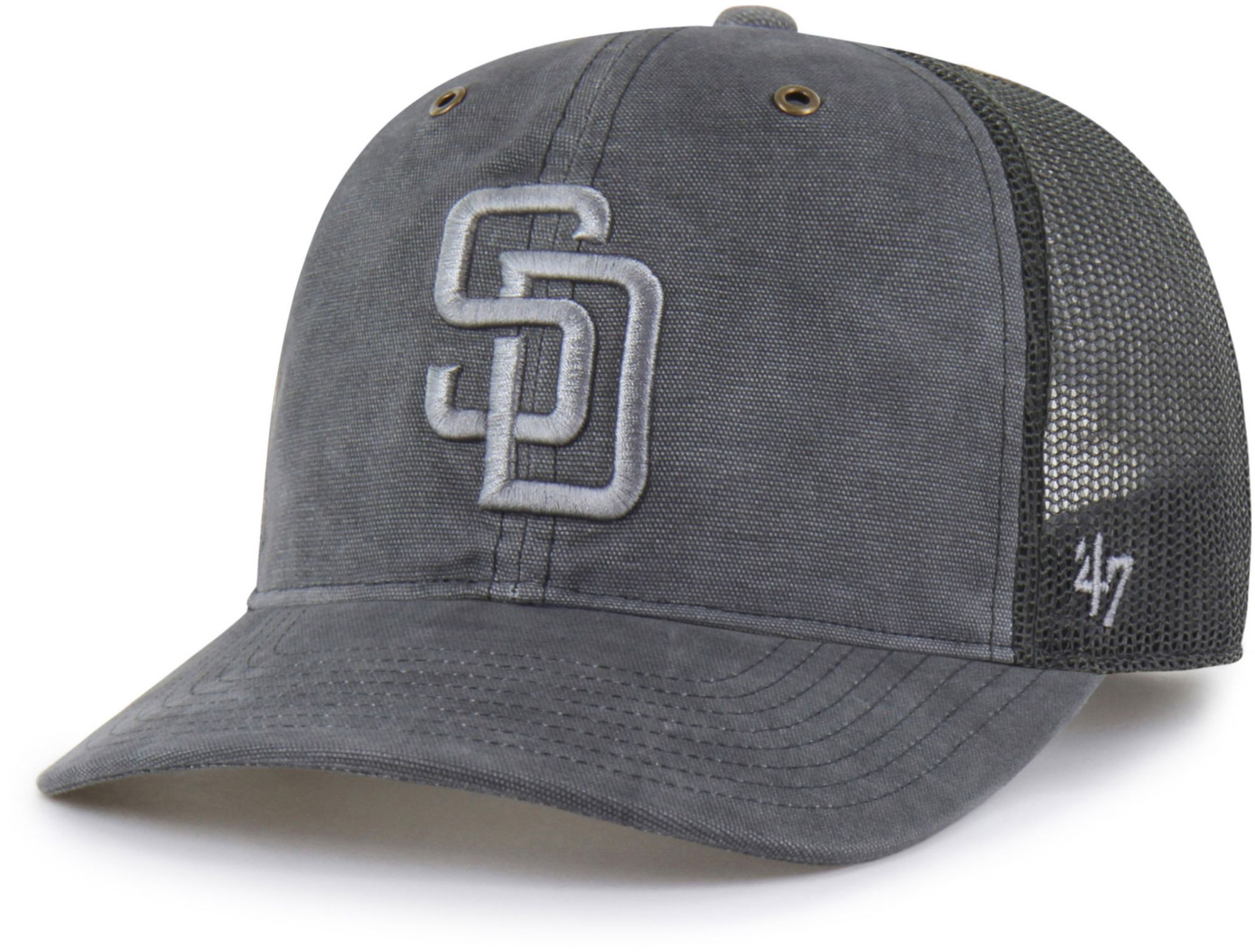 Carhartt x '47 Adult San Diego Padres Charcoal Garment Dyed Trucker Adjustable Hat product image