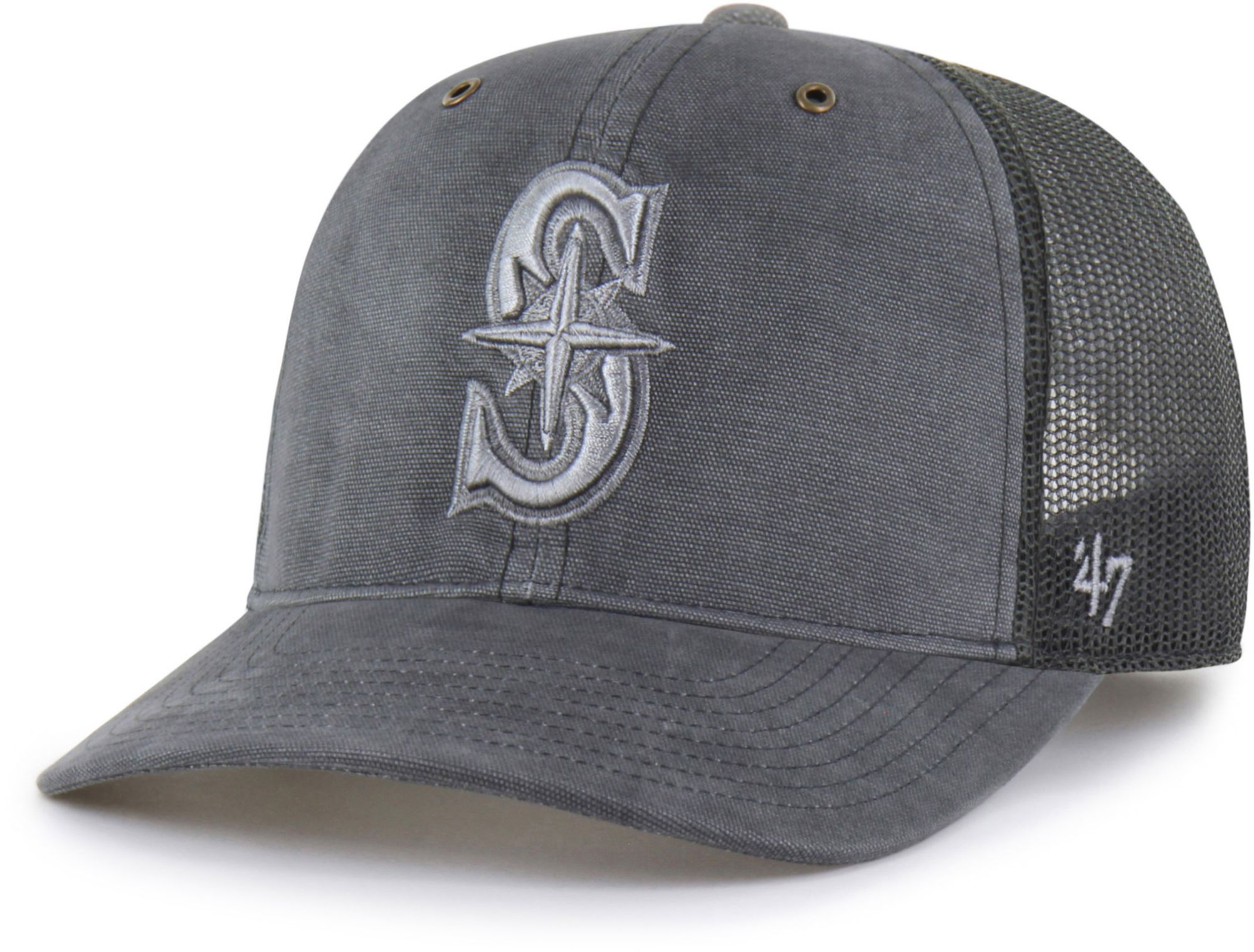 Carhartt x '47 Adult Seattle Mariners Charcoal Garment Dyed Trucker Adjustable Hat product image
