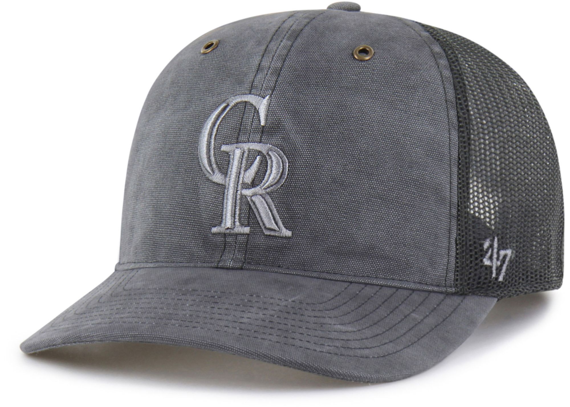 Carhartt x '47 Adult Colorado Rockies Charcoal Garment Dyed Trucker Adjustable Hat product image