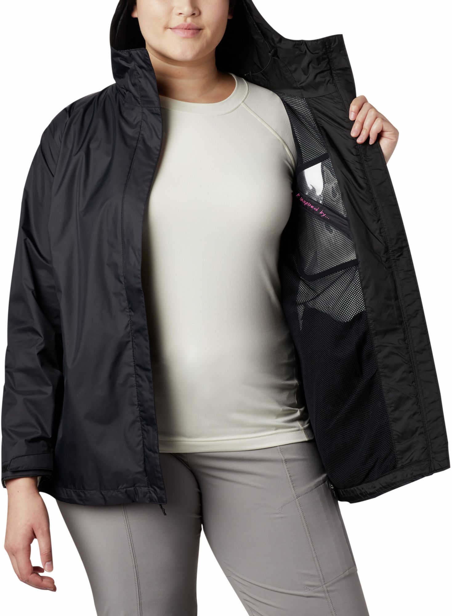 columbia tested tough in pink rain jacket