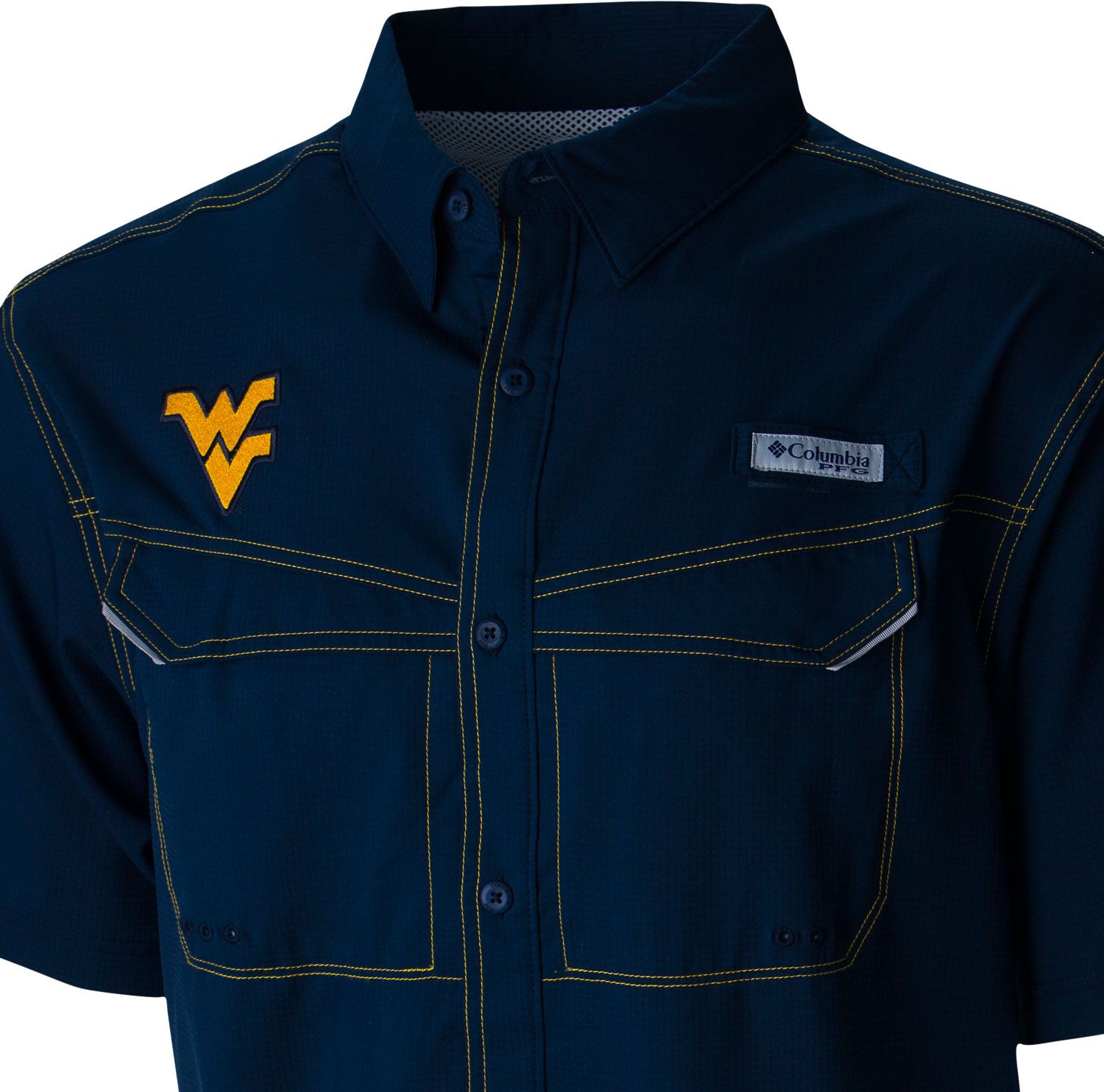 Columbia Men's West Virginia Mountaineers Blue Low Drag Offshore Performance Button Down Shirt product image