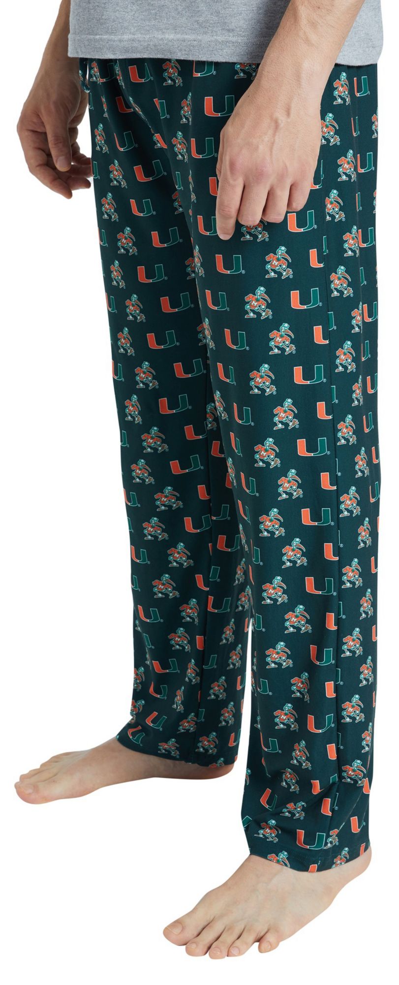 College Concepts Men's Miami Hurricanes Green Record All Over Print